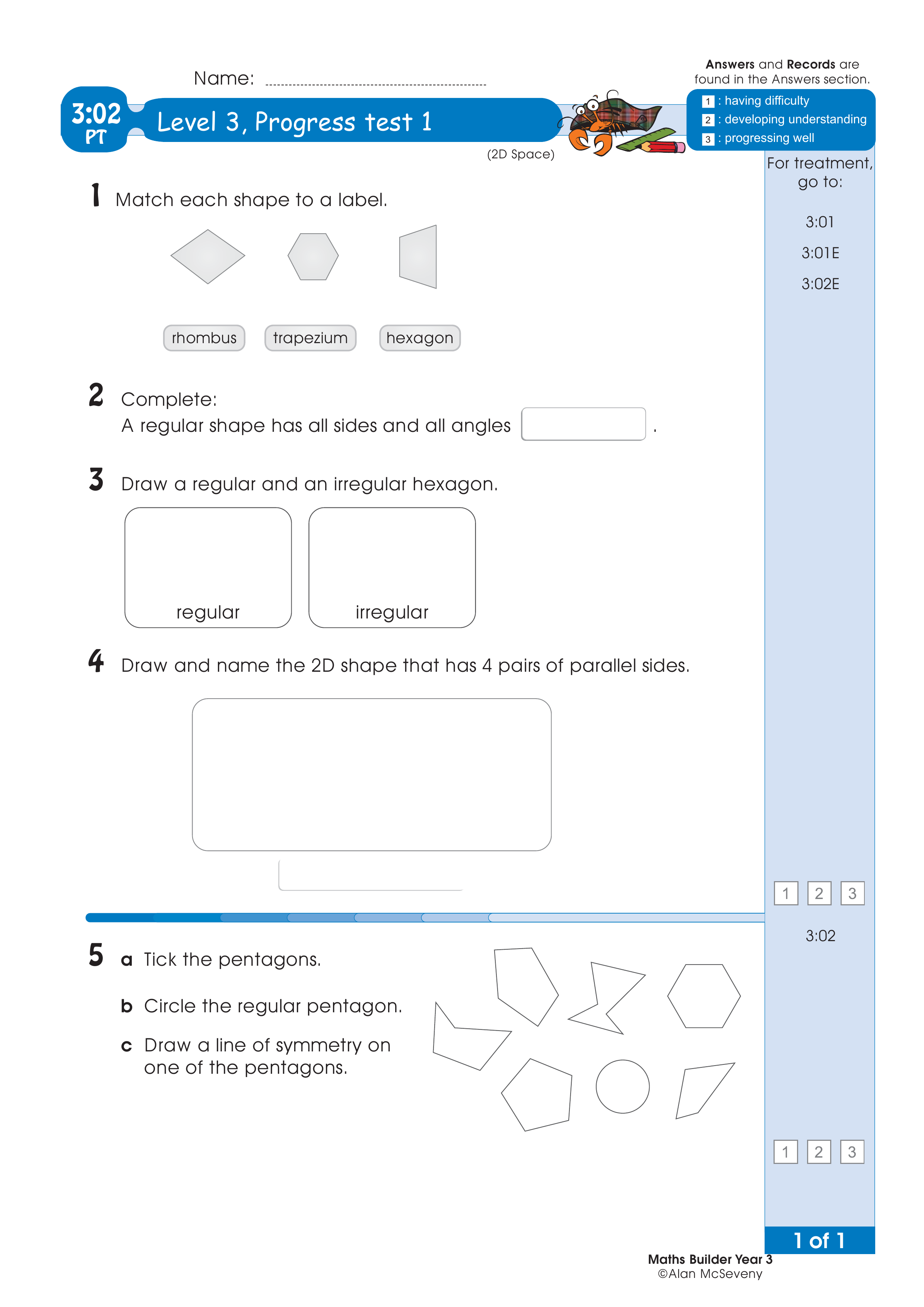 Progress test — worksheet preview