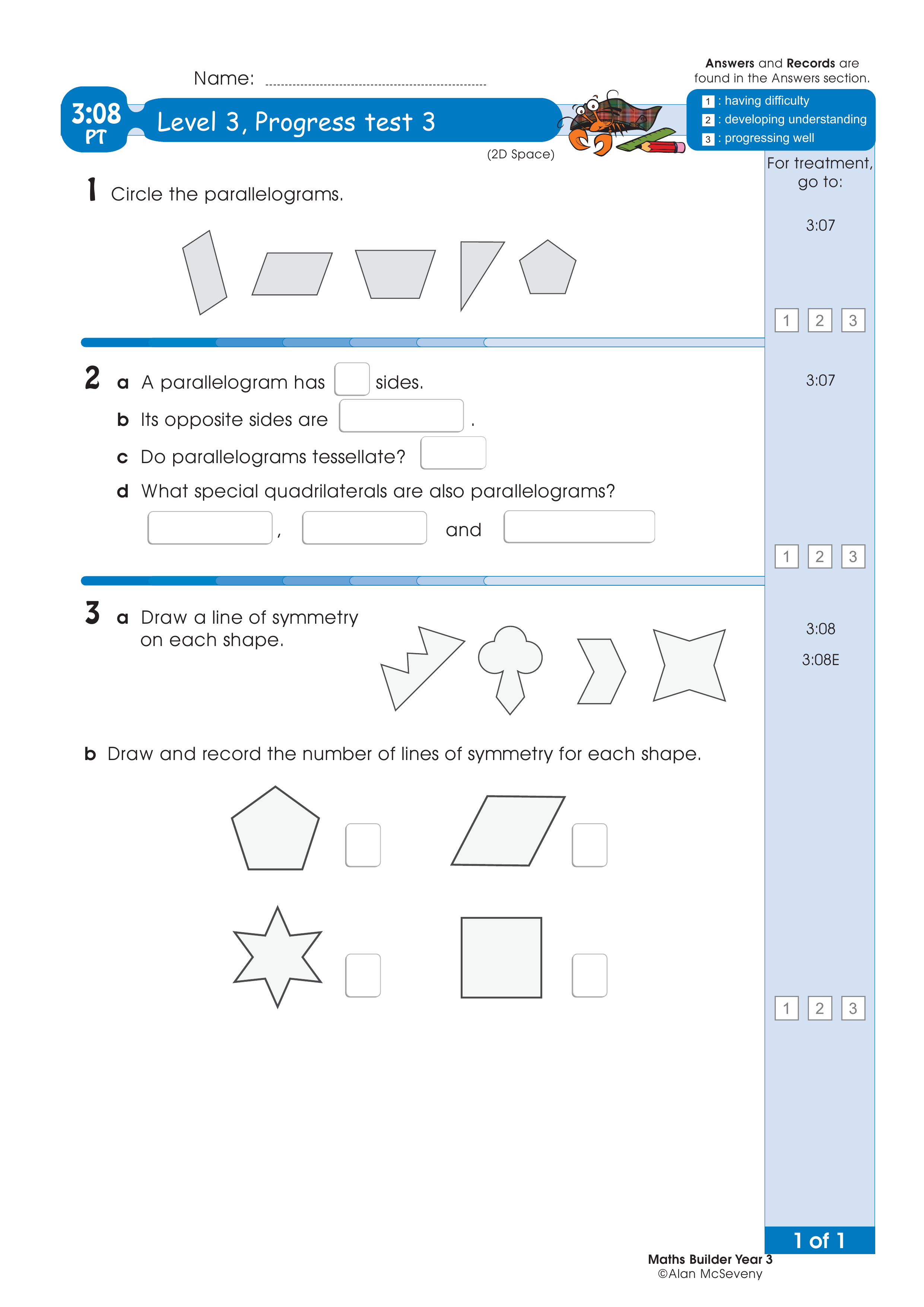 Progress test — worksheet preview