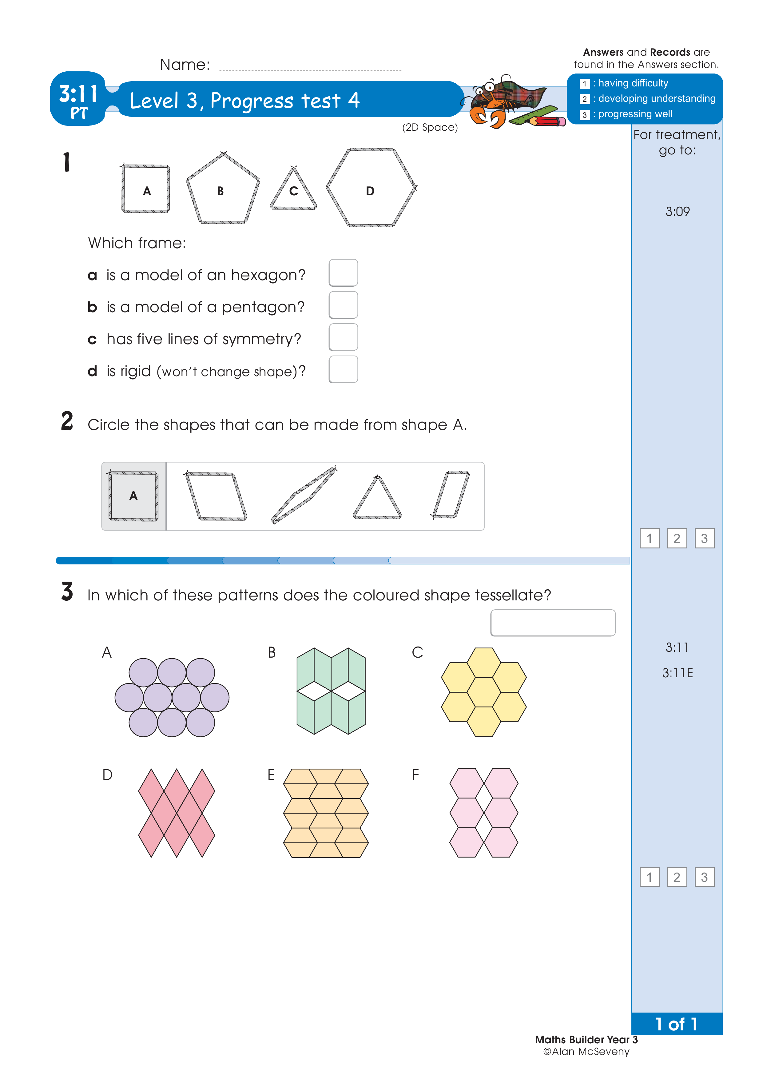 Progress test — worksheet preview