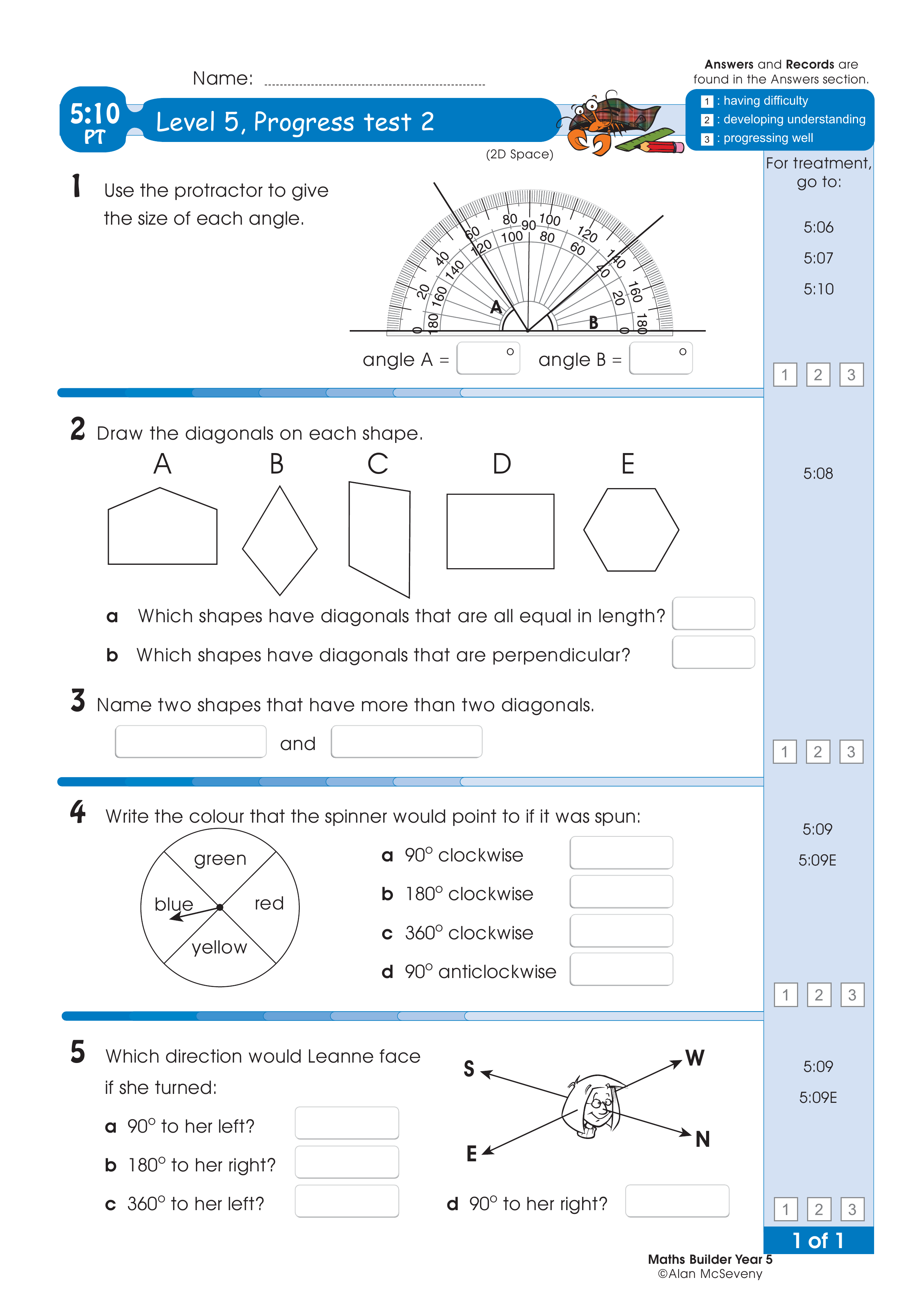 Progress test — worksheet preview