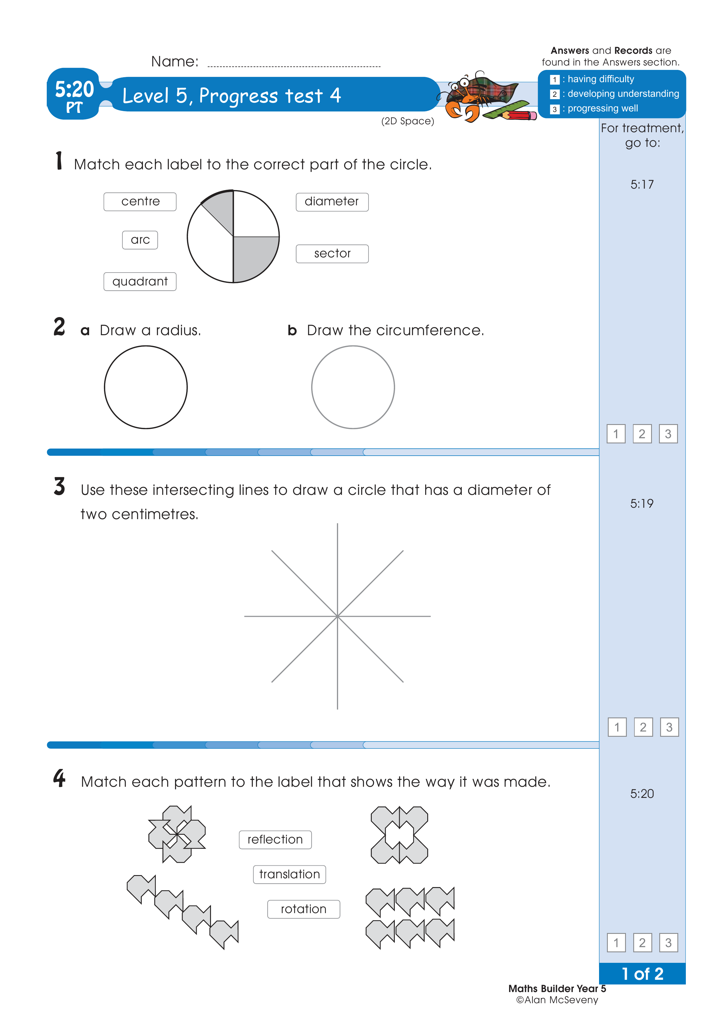 Progress test — worksheet preview