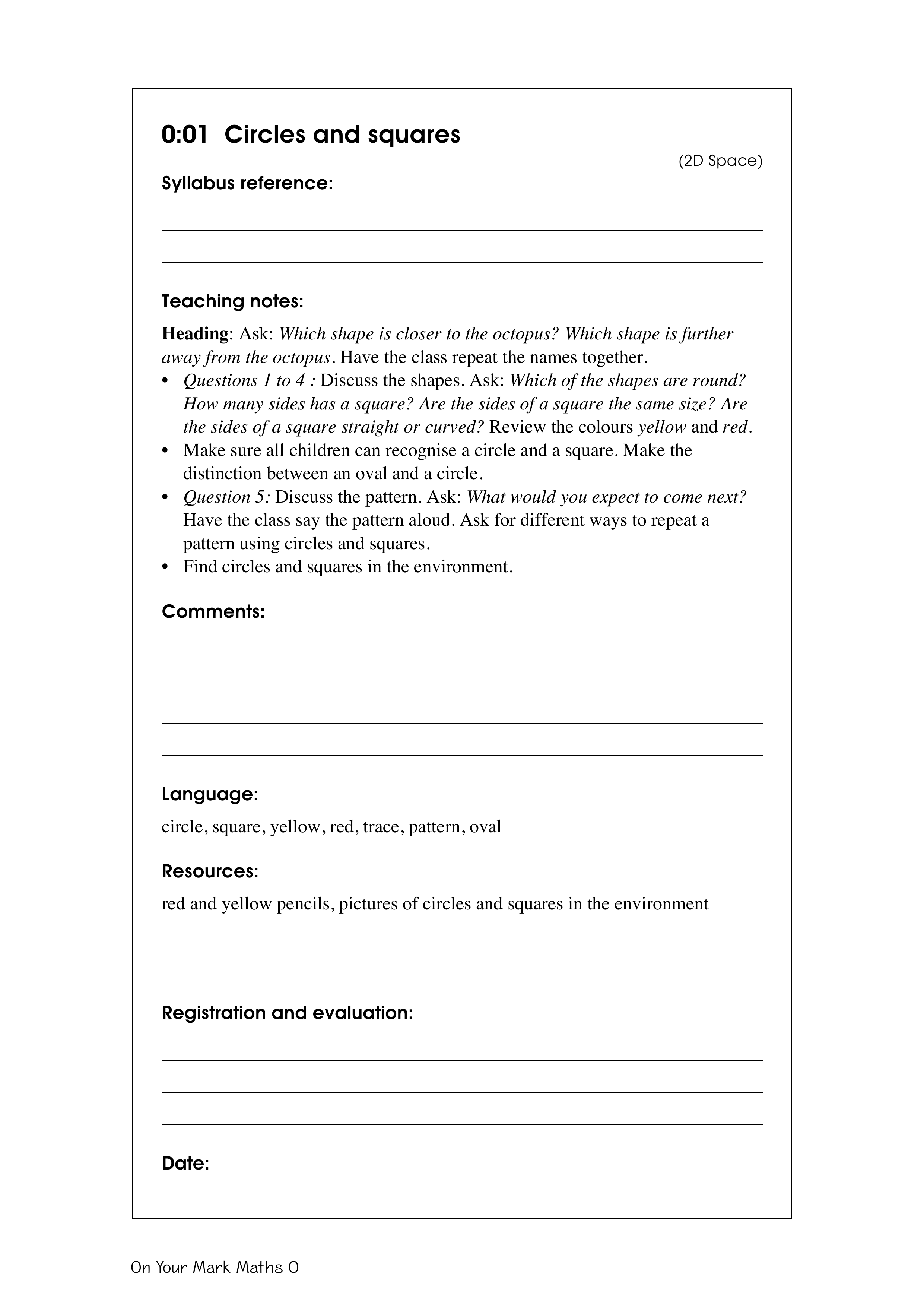 Circles and squares — worksheet preview