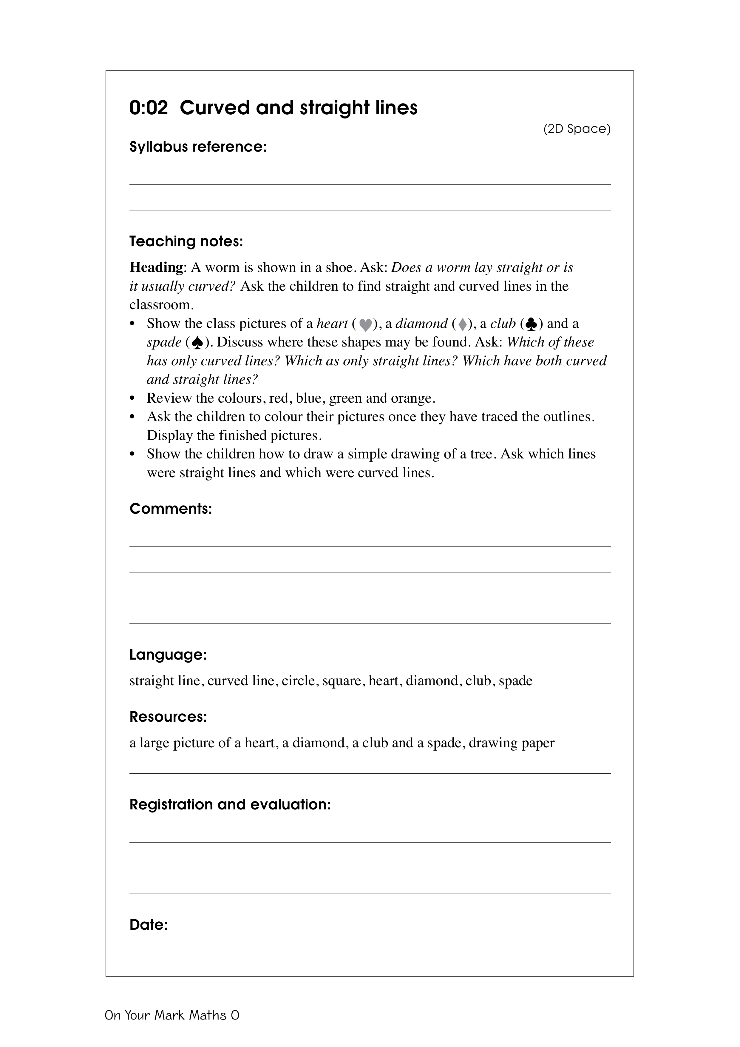 Curved and straight lines — worksheet preview