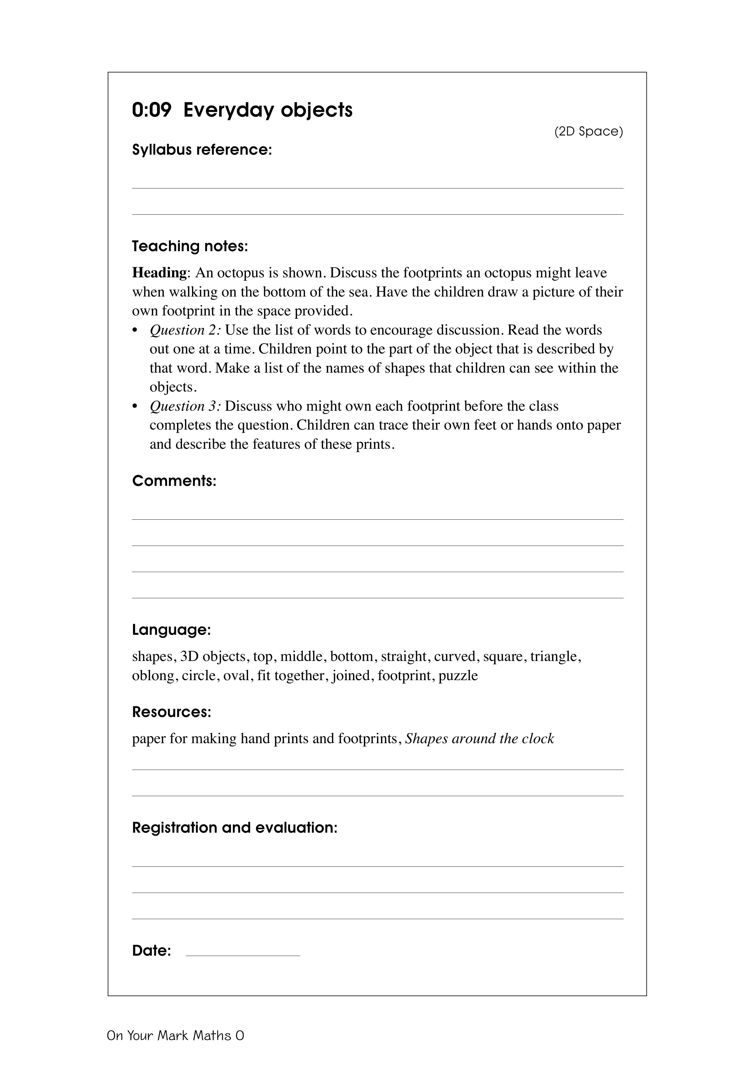 Everyday objects — worksheet preview