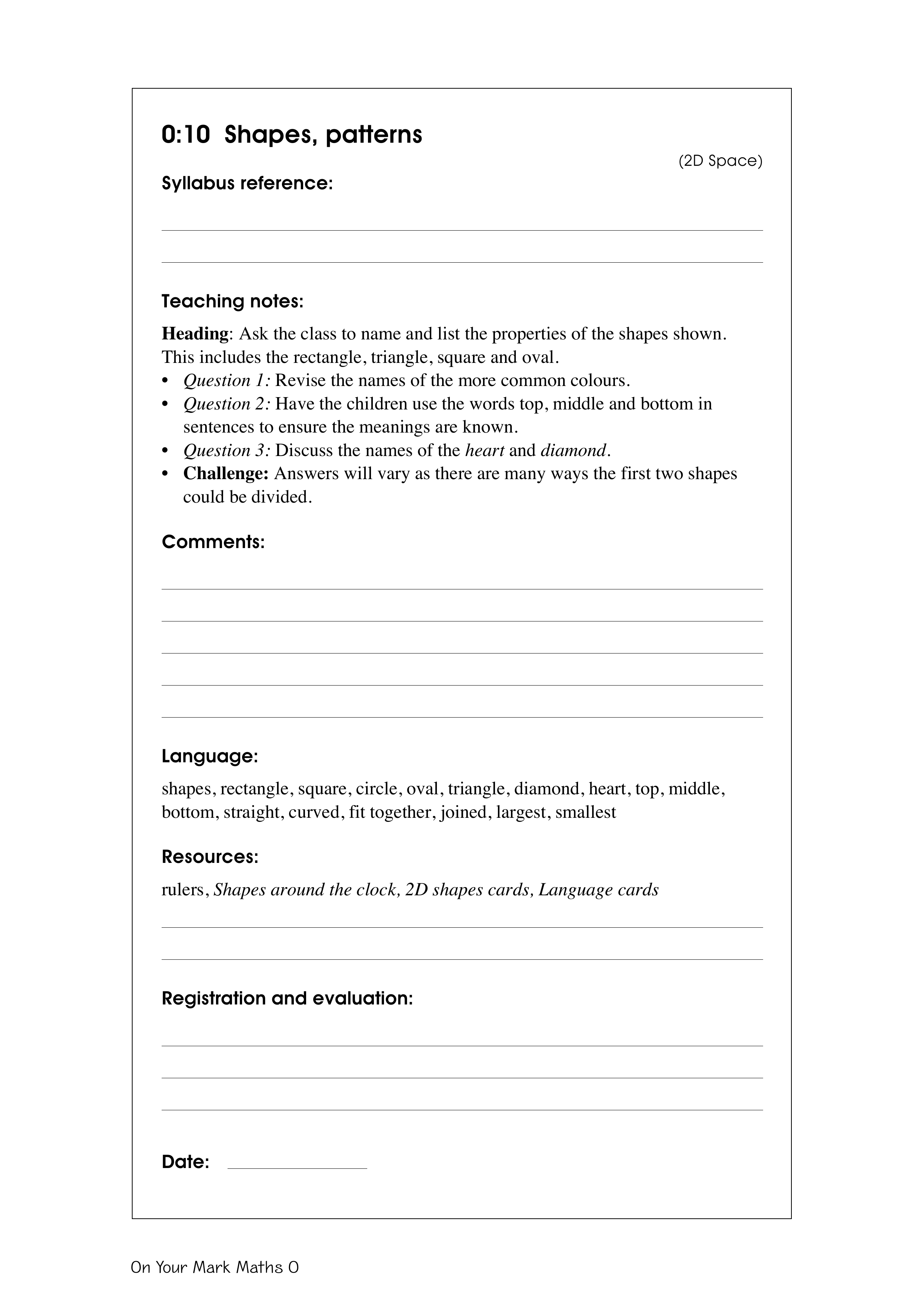 Shapes — worksheet preview