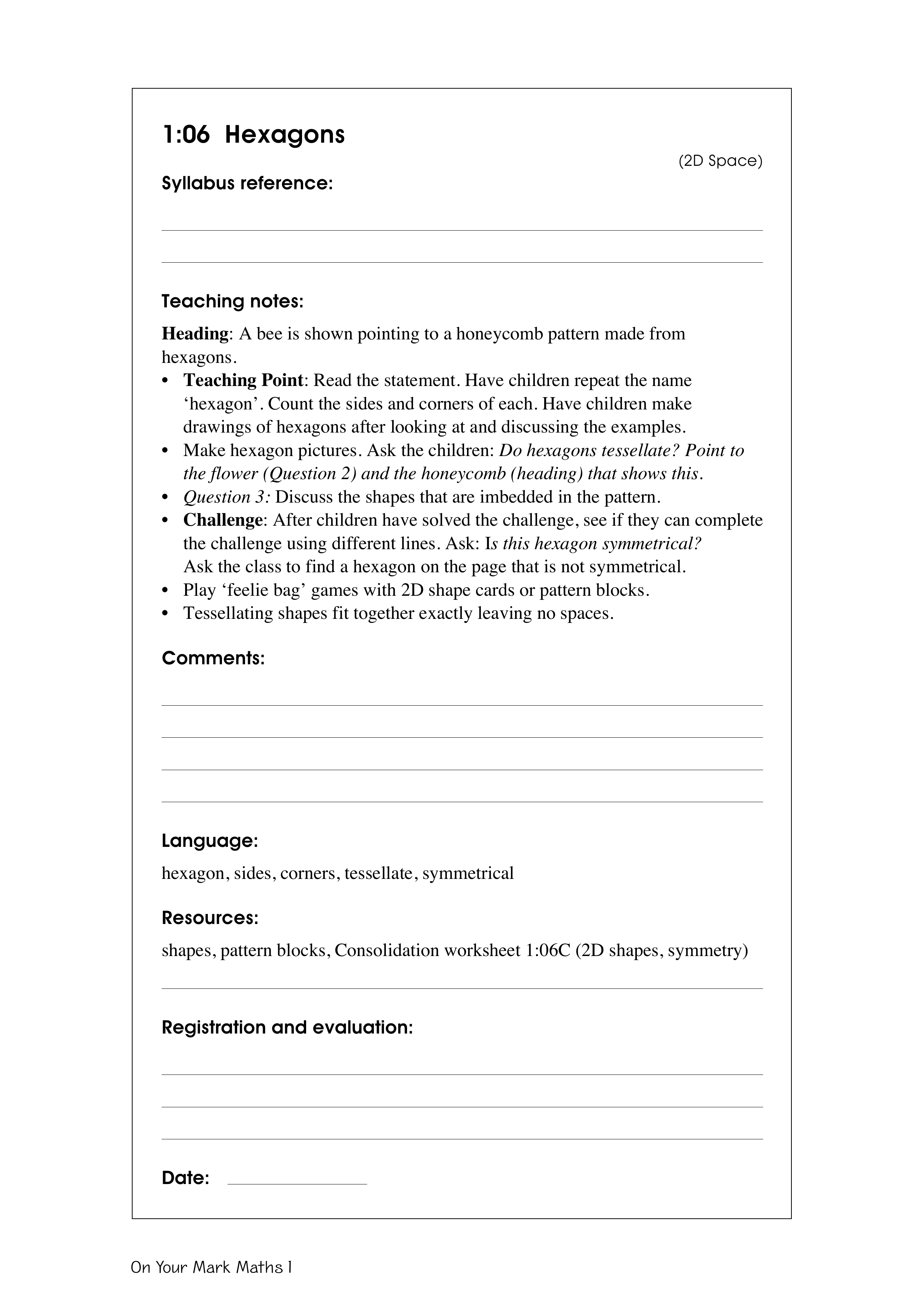 Hexagons — worksheet preview