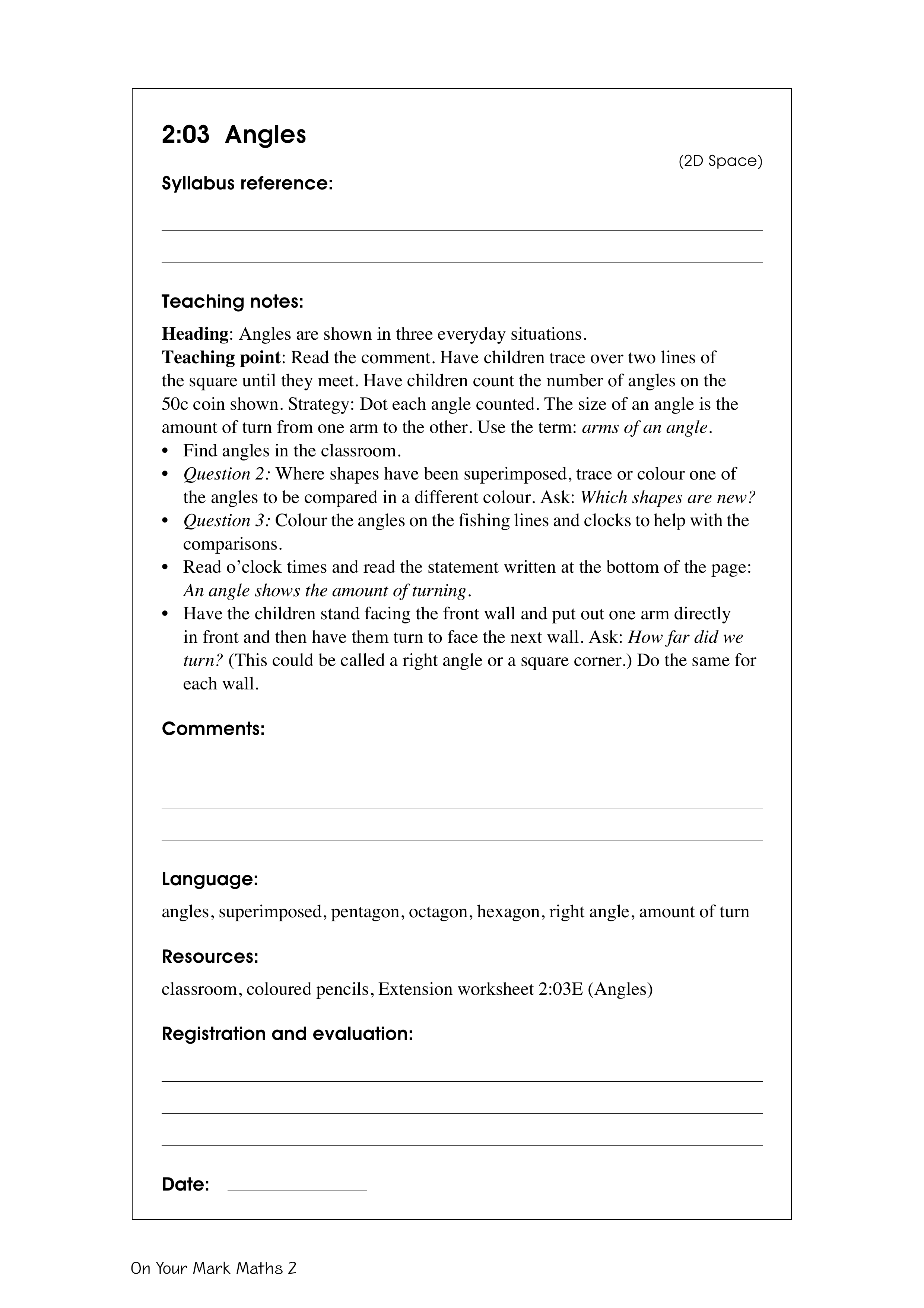 Angles — worksheet preview