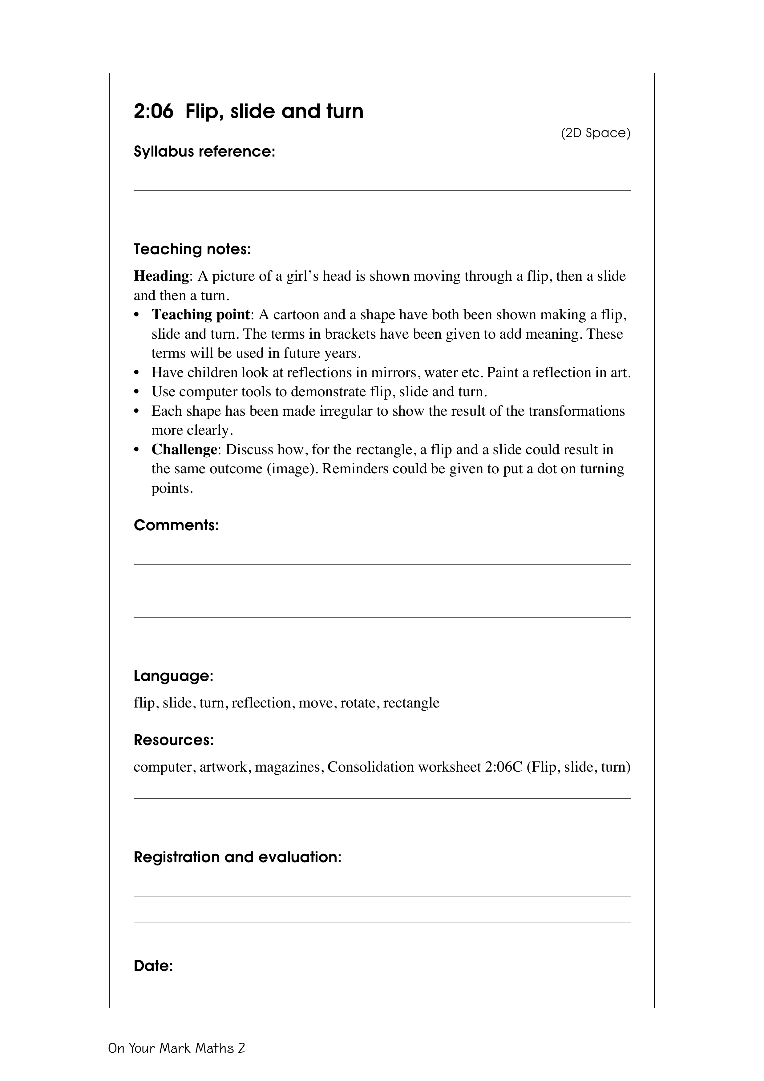 Flip, slide and turn — worksheet preview