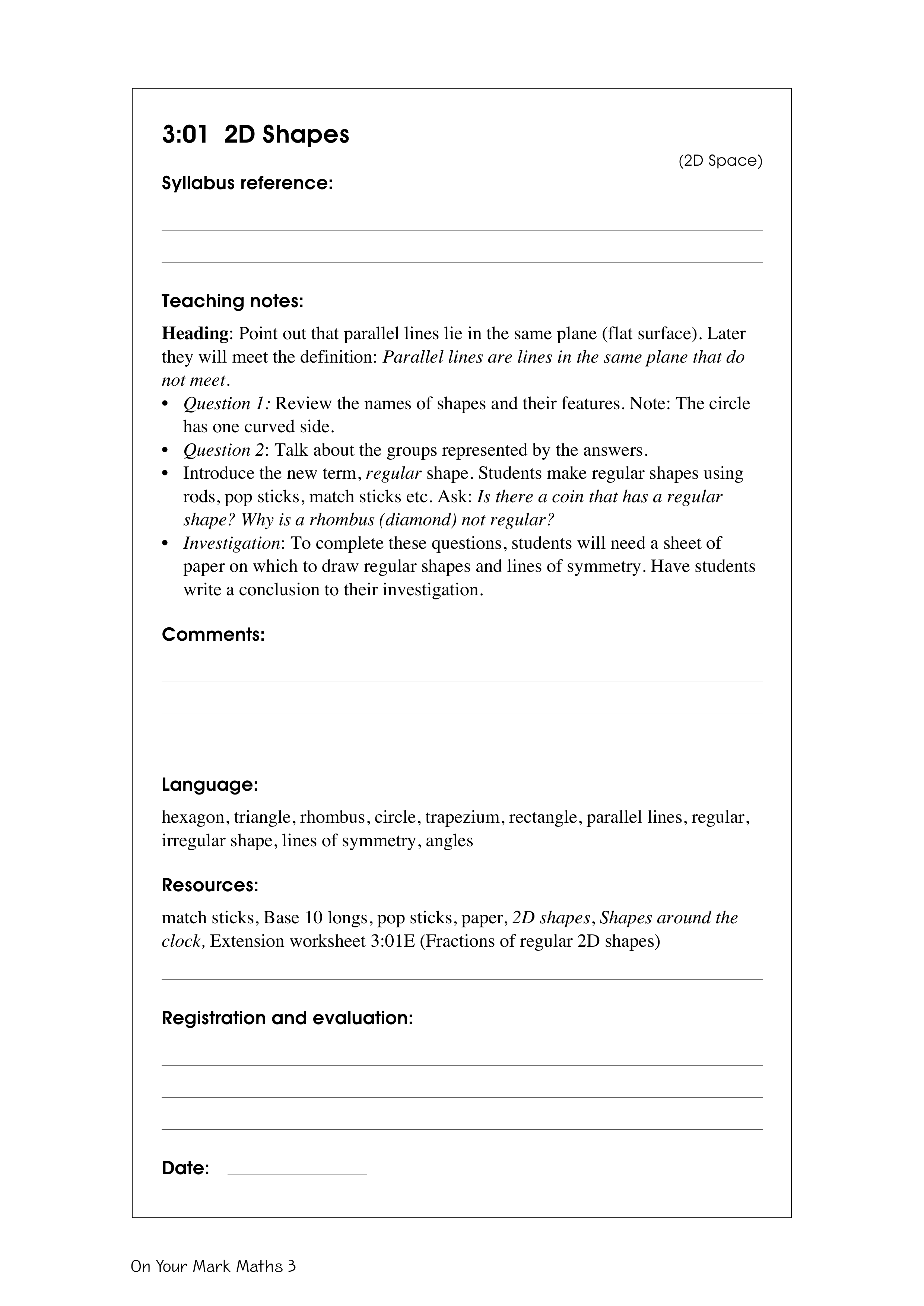 2D shapes — worksheet preview