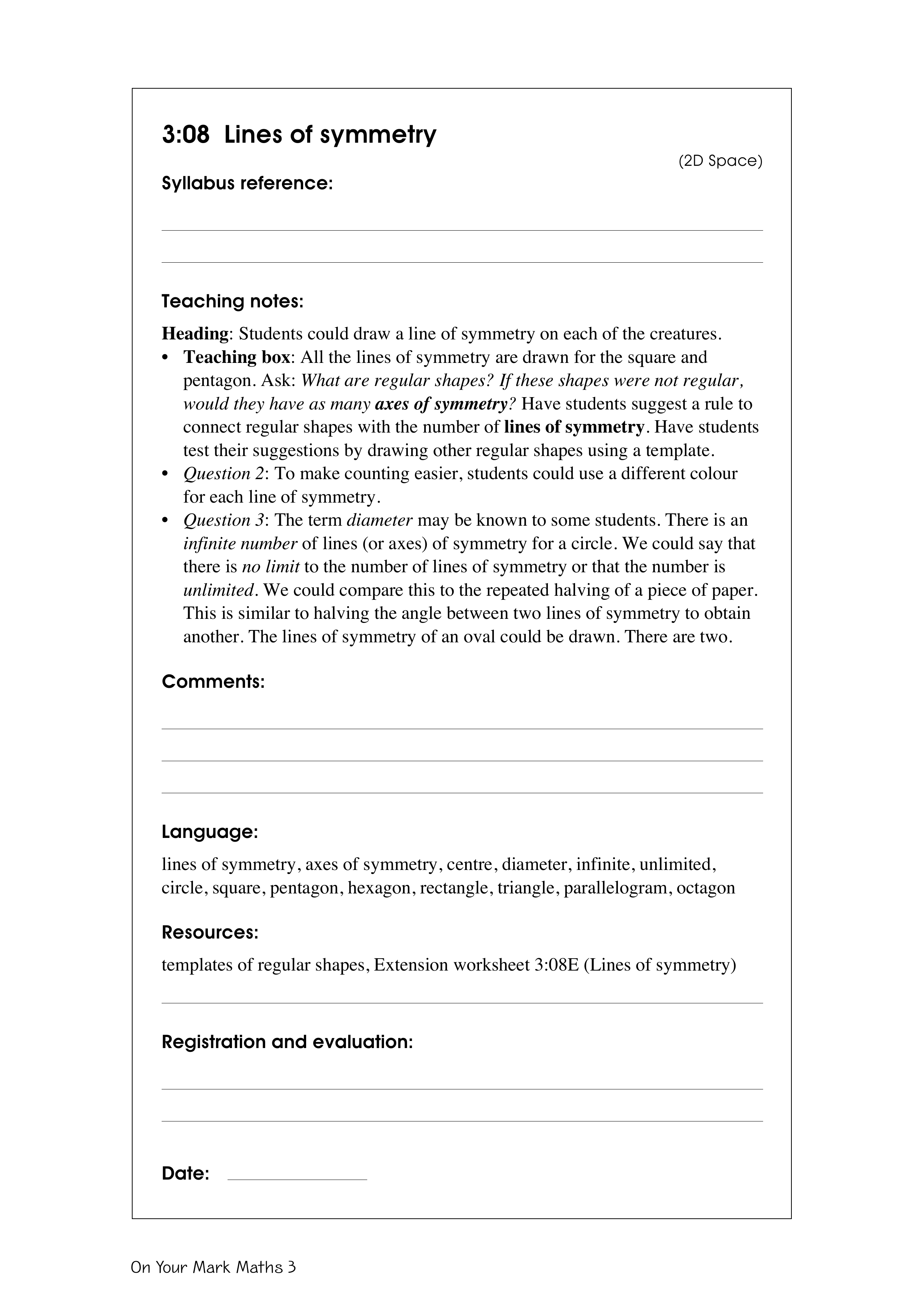 Lines of symmetry — worksheet preview