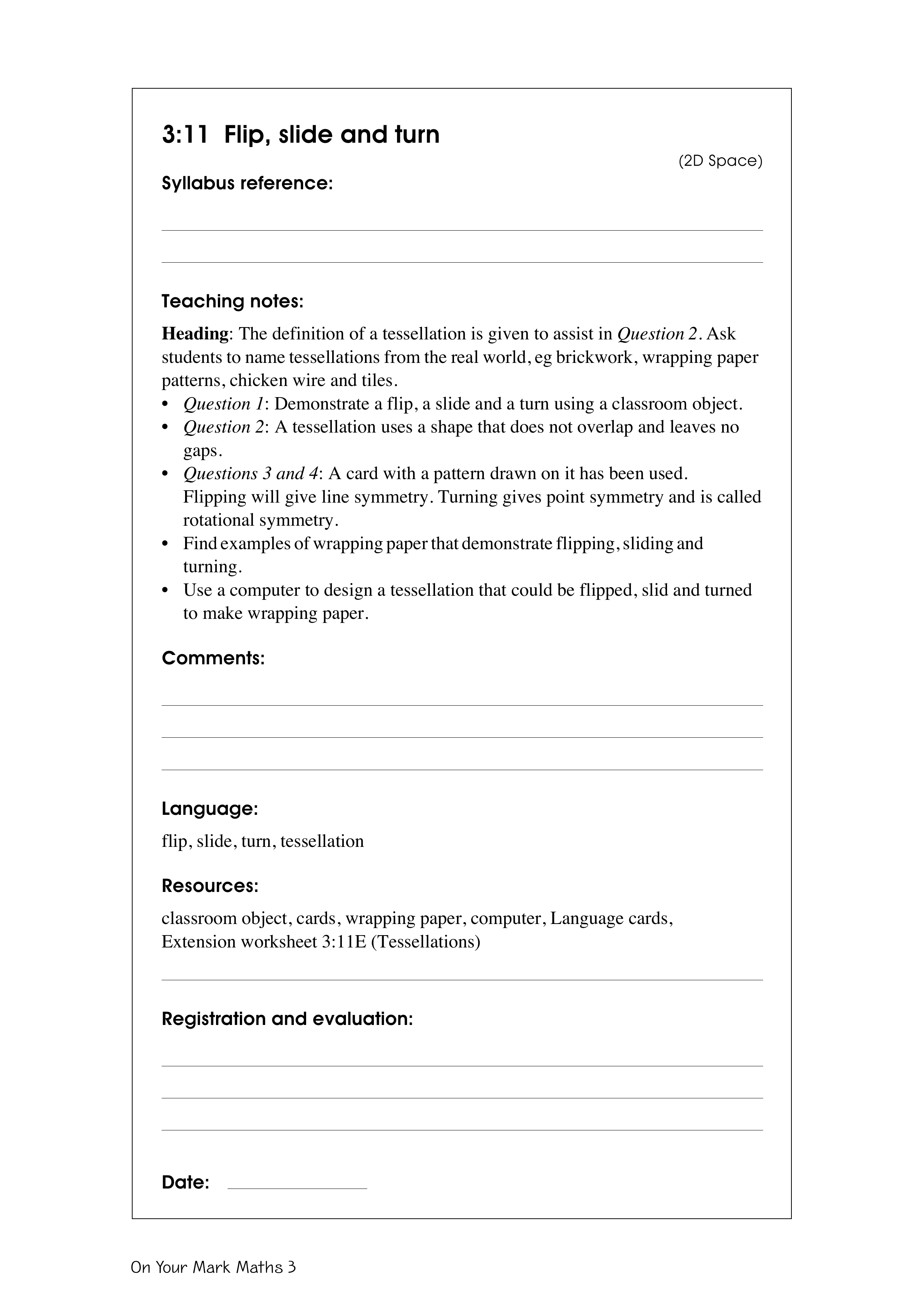 Flip, slide and turn — worksheet preview