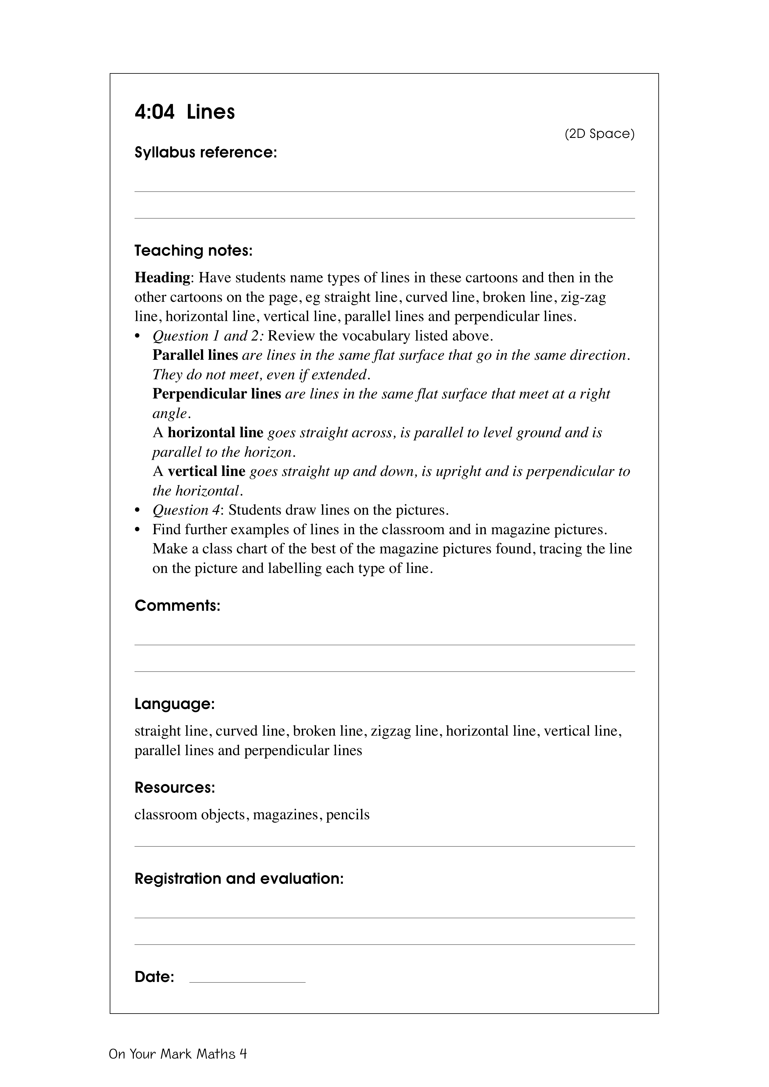 Lines — worksheet preview