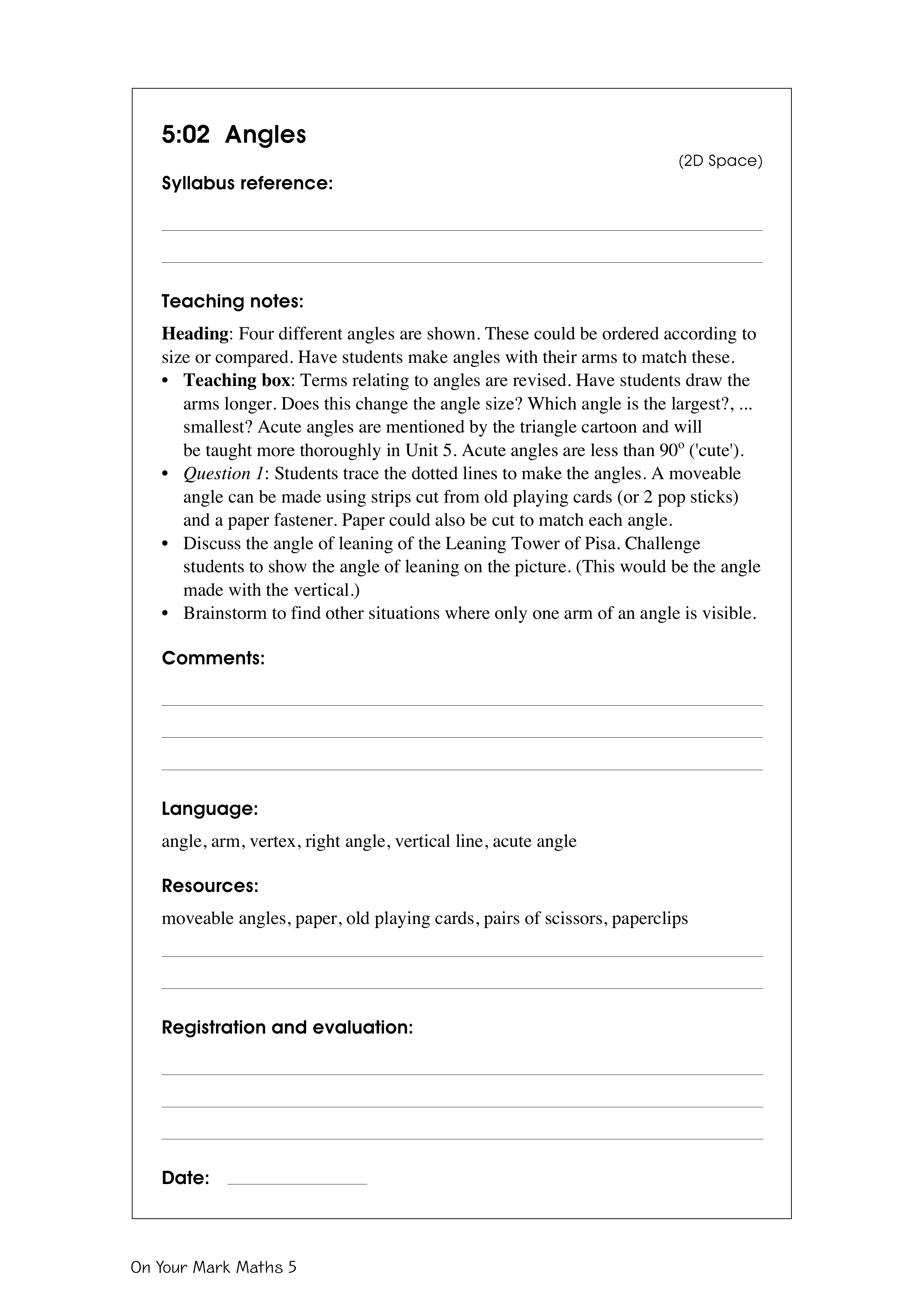 Angles — worksheet preview