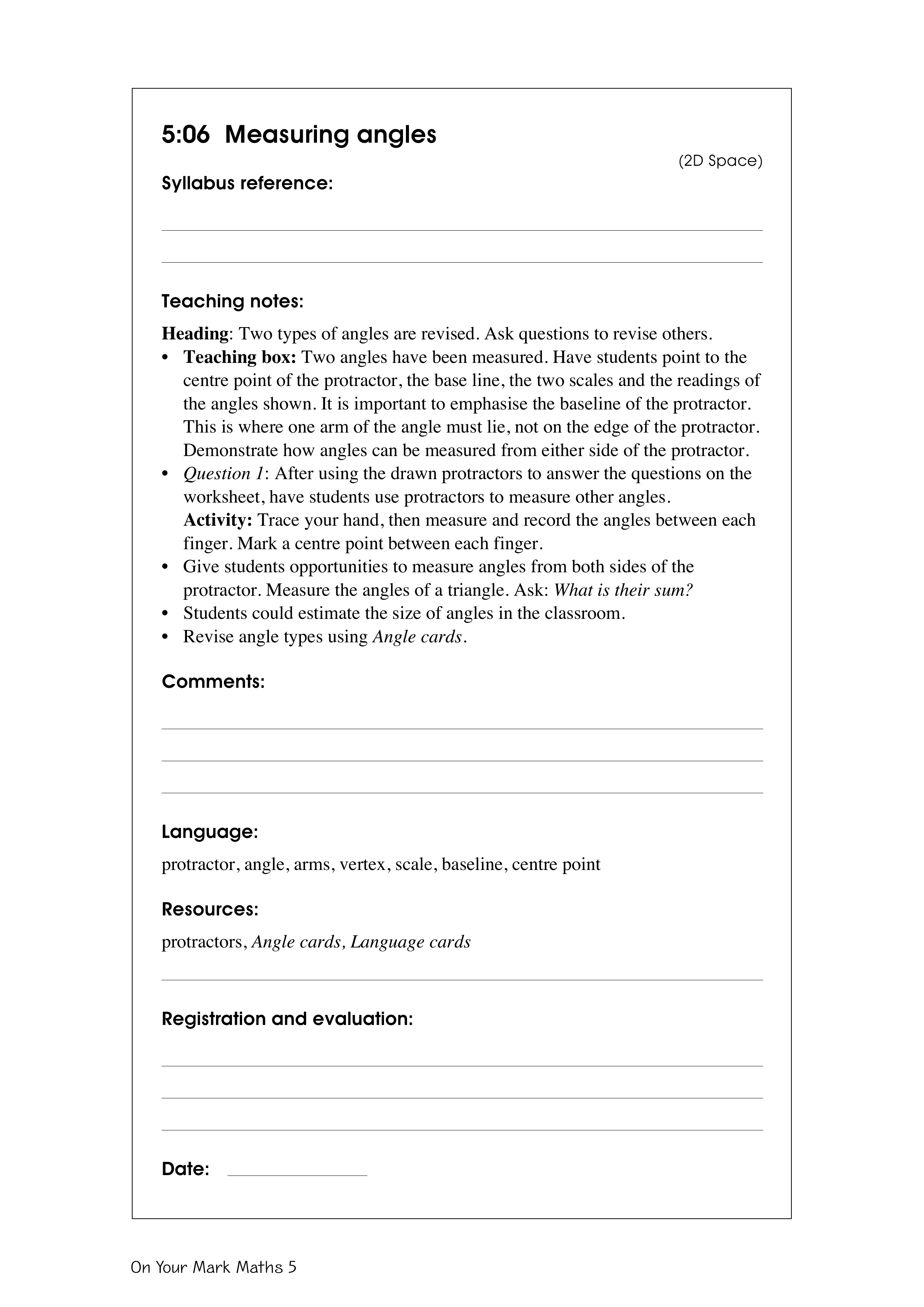Measuring angles — worksheet preview