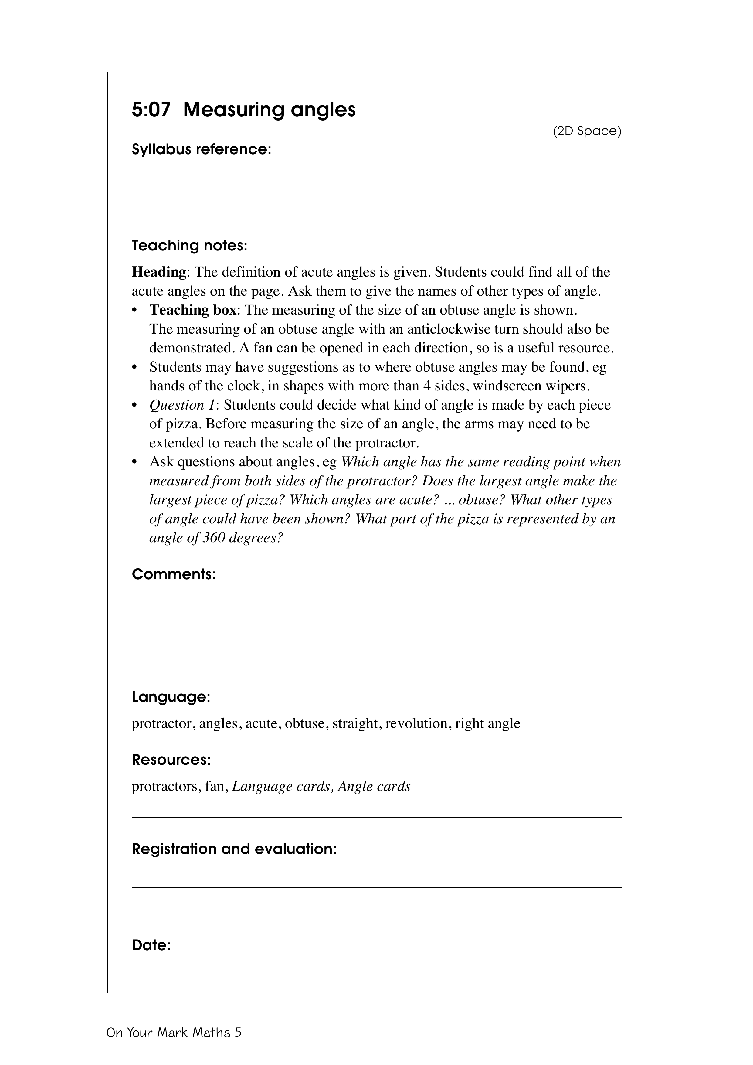 Measuring angles — worksheet preview