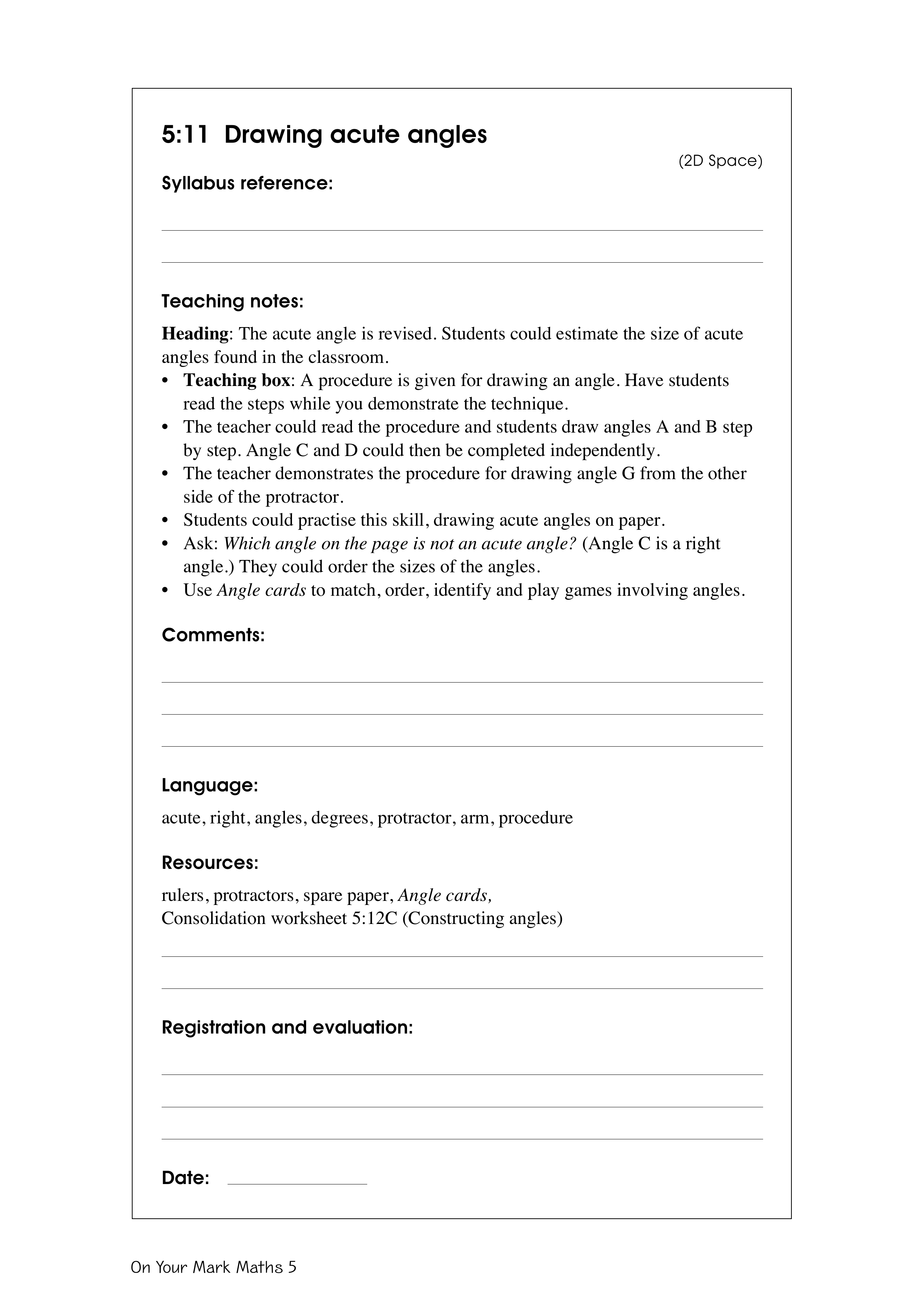 Drawing acute angles — worksheet preview