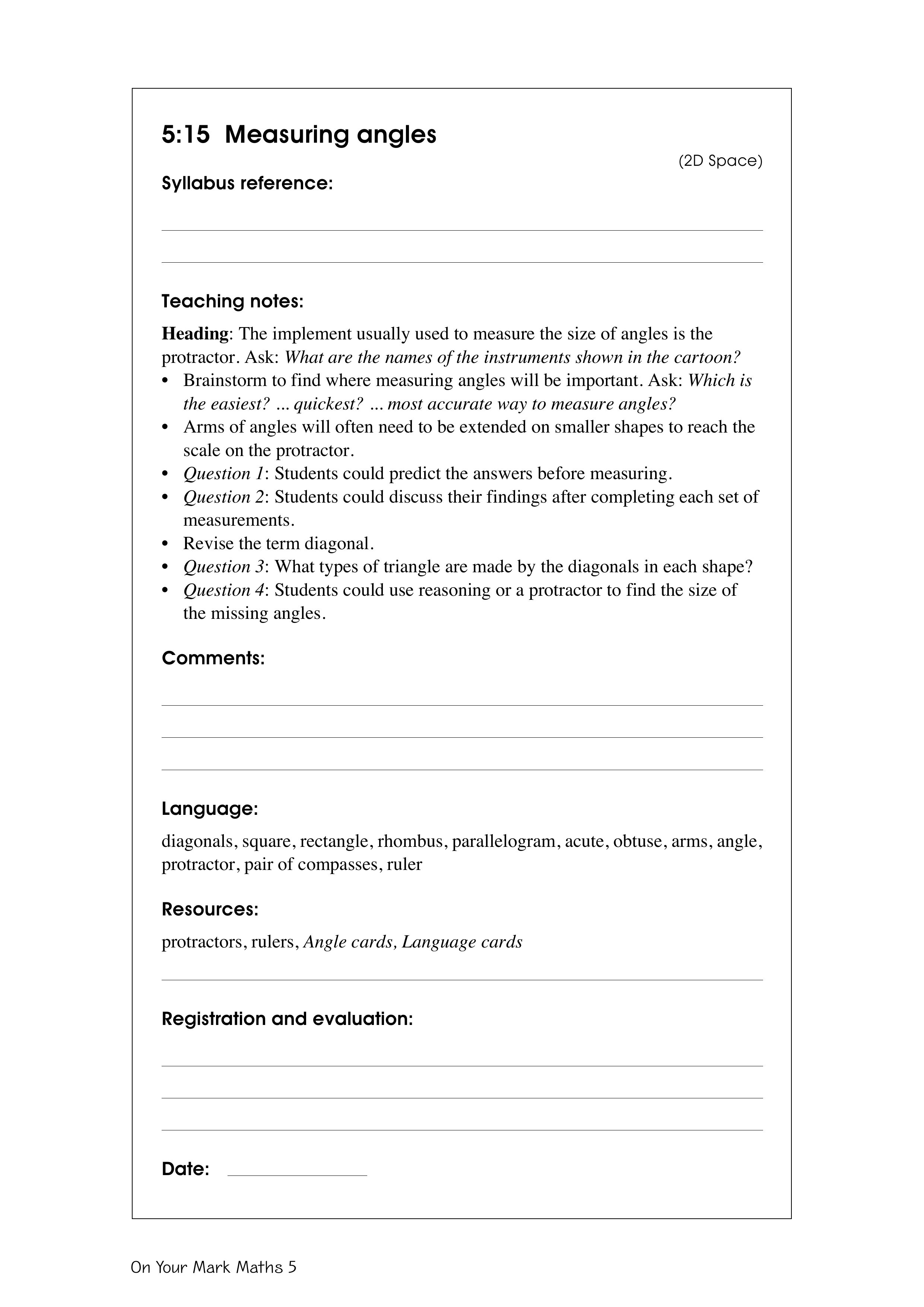 Measuring angles — worksheet preview