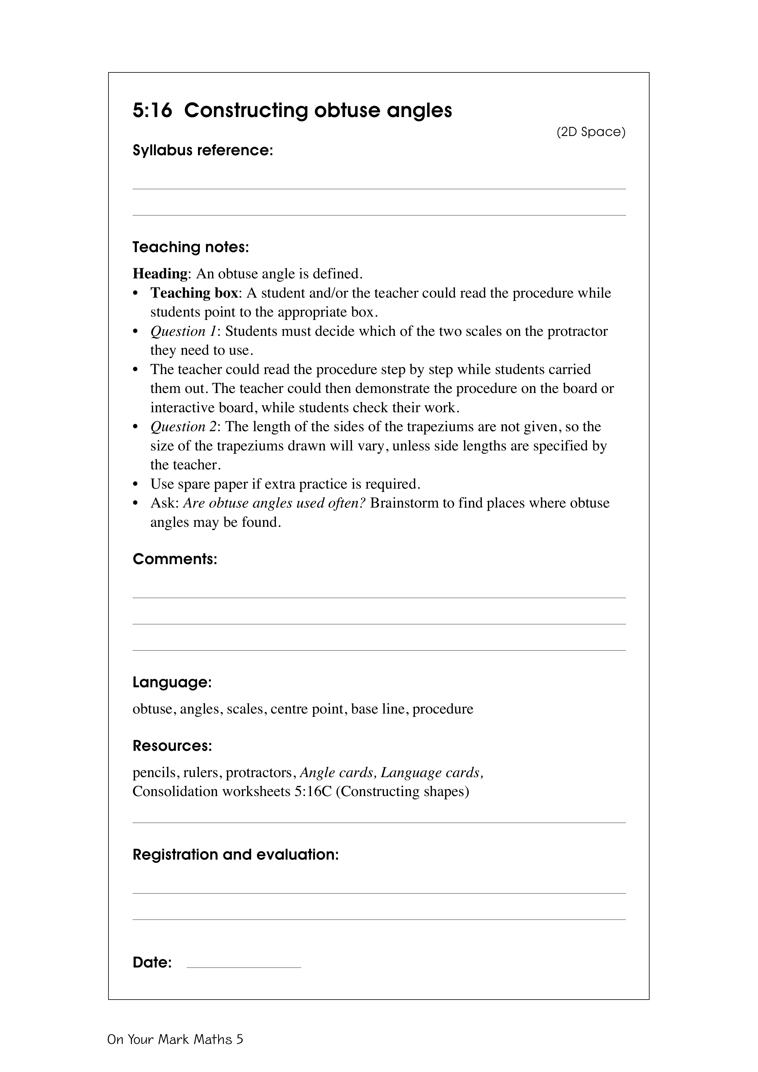 Constructing obtuse angles — worksheet preview