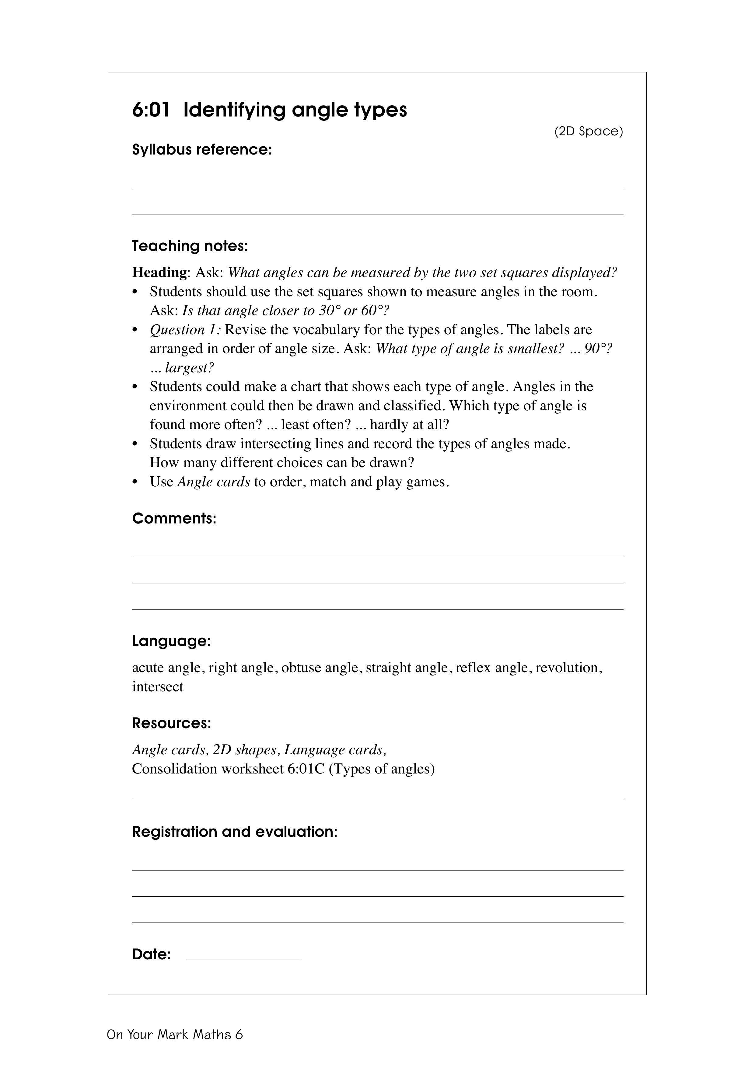 Identifying angle types — worksheet preview