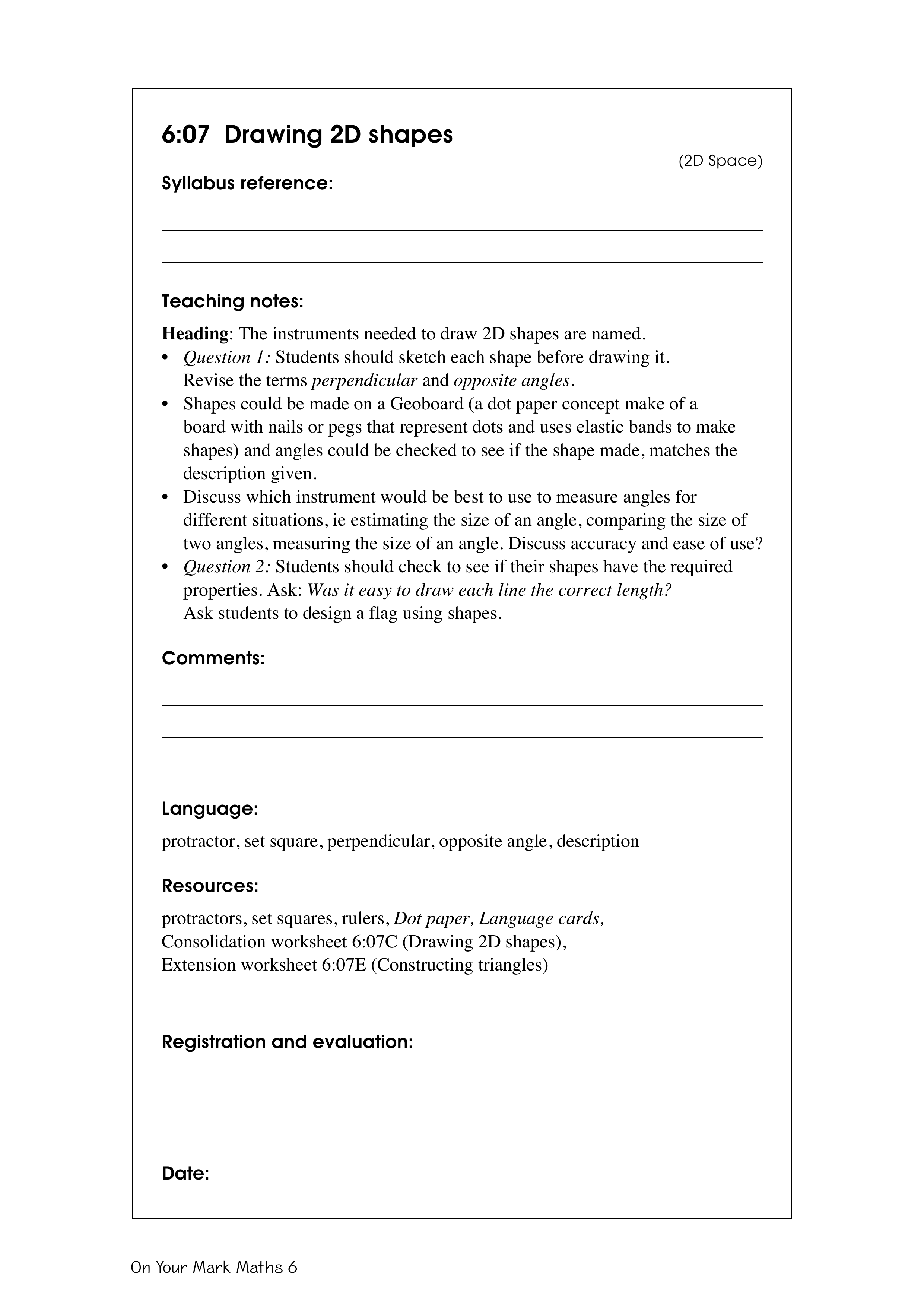 Drawing 2D shapes — worksheet preview