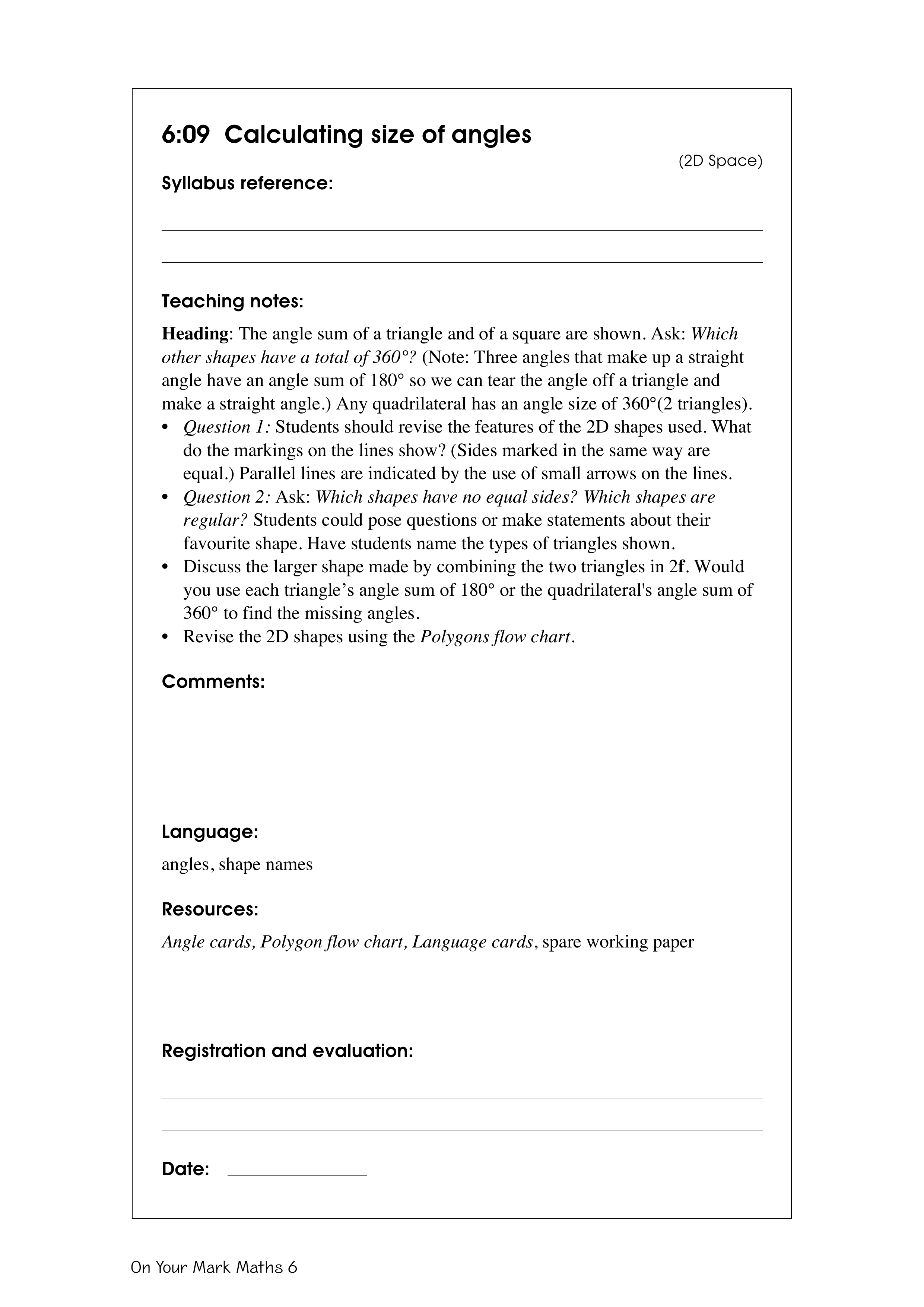Calculating size of angles — worksheet preview