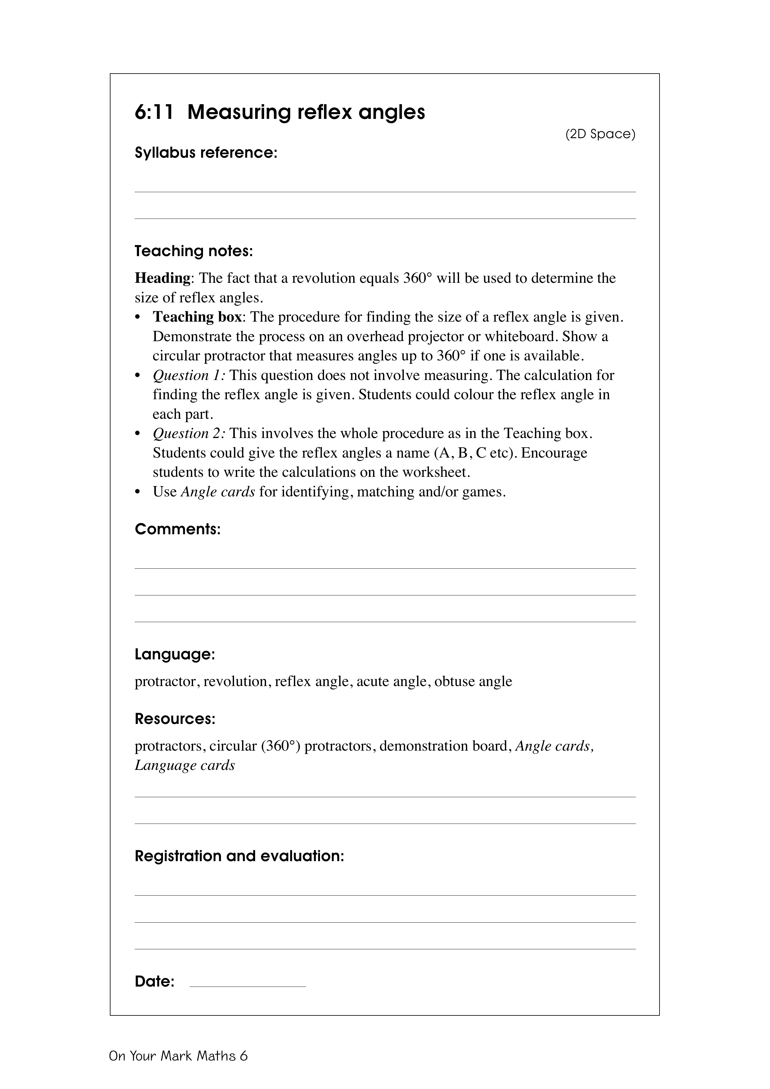 Measuring reflex angles — worksheet preview