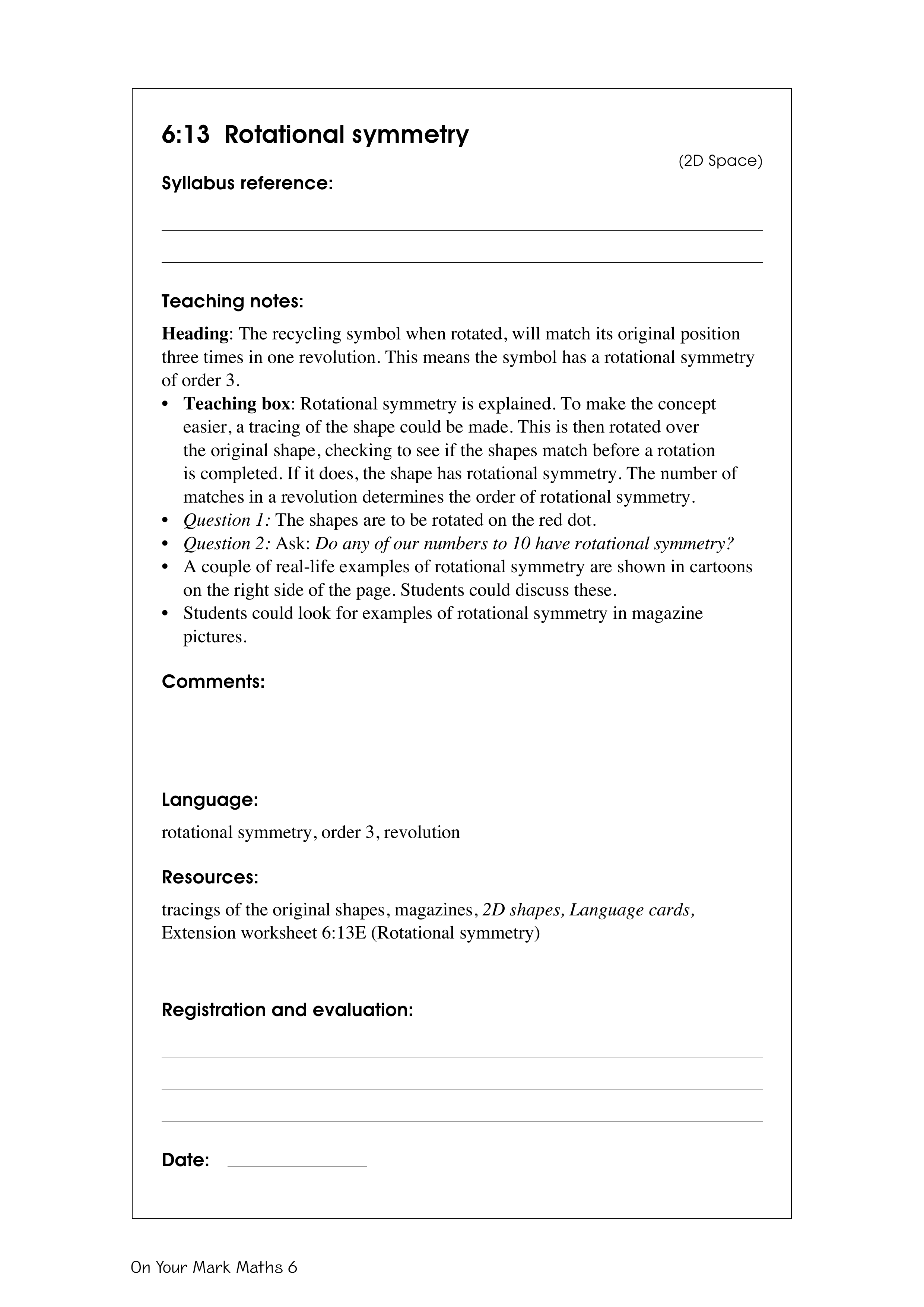 Rotational symmetry — worksheet preview