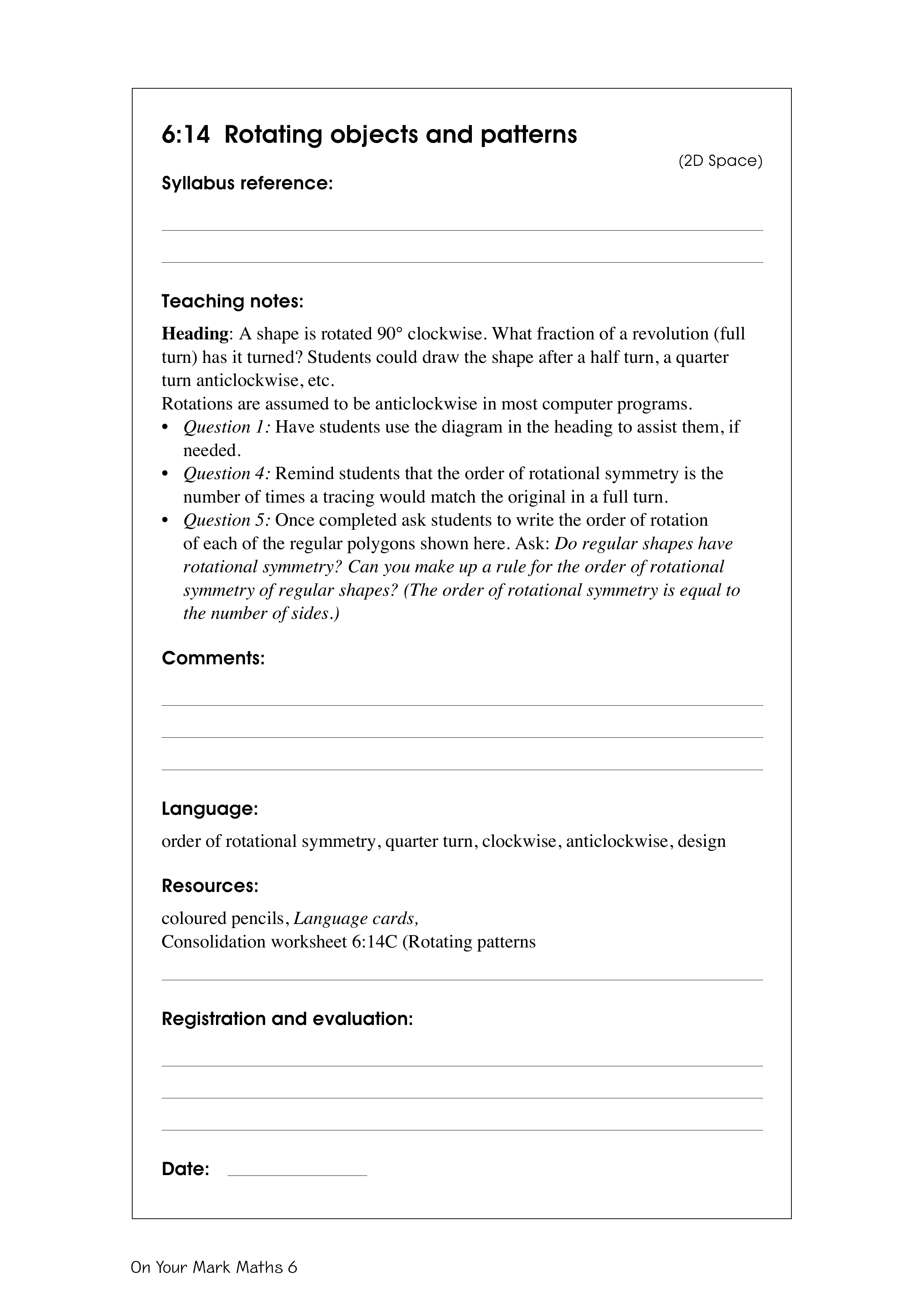 Rotating objects and patterns — worksheet preview