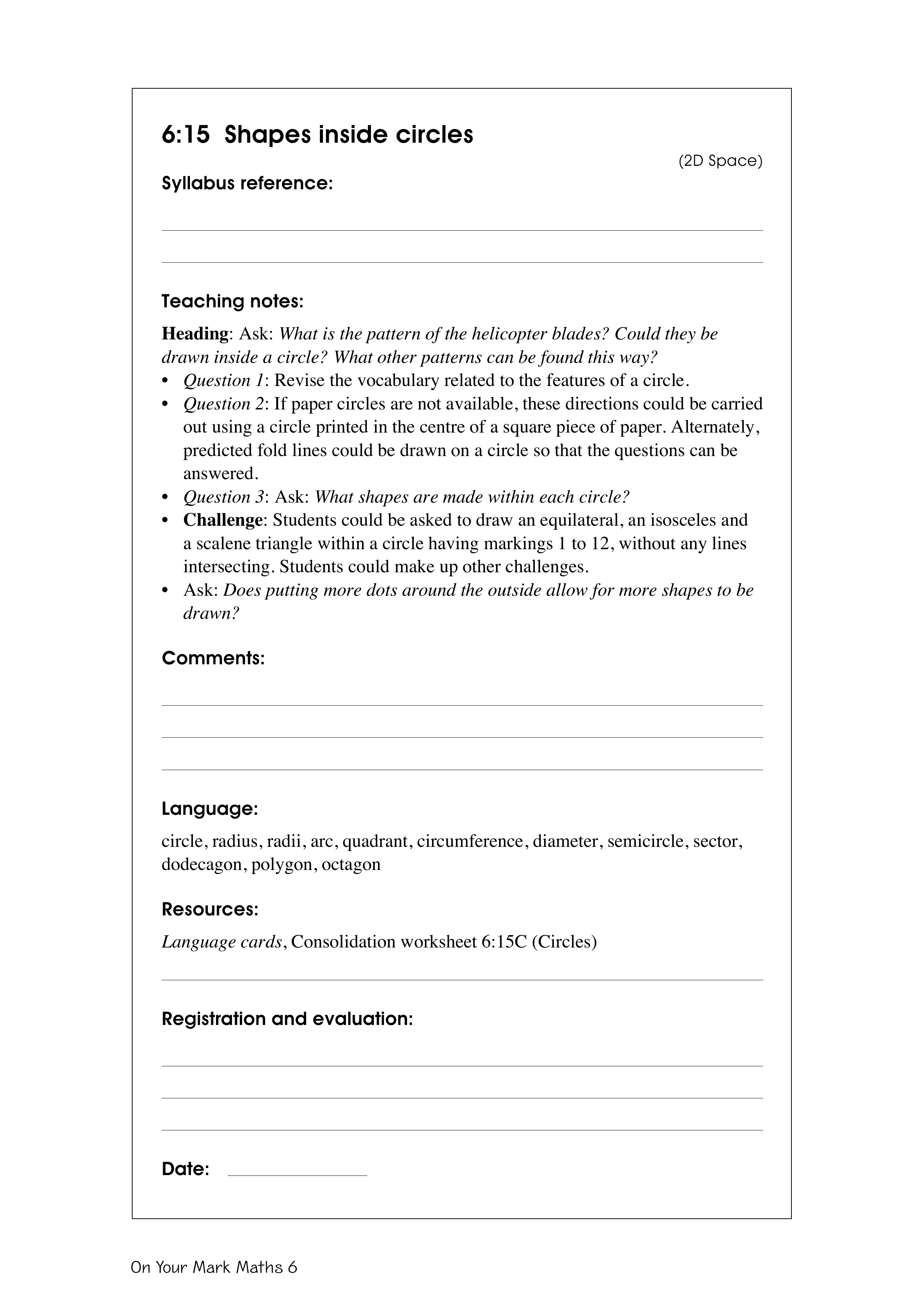Shapes inside circles — worksheet preview
