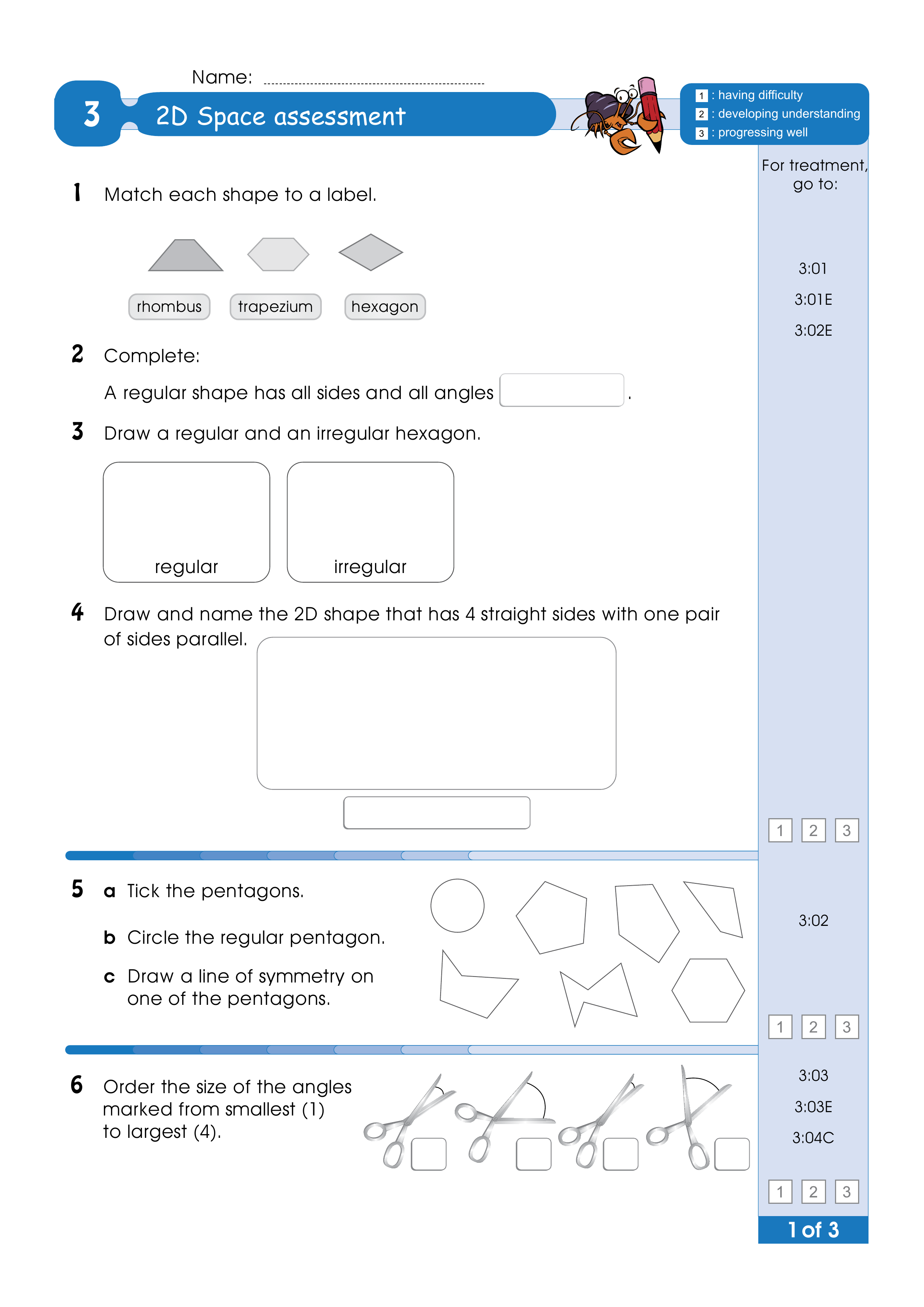 Assessment for the whole of Level 3 — worksheet preview