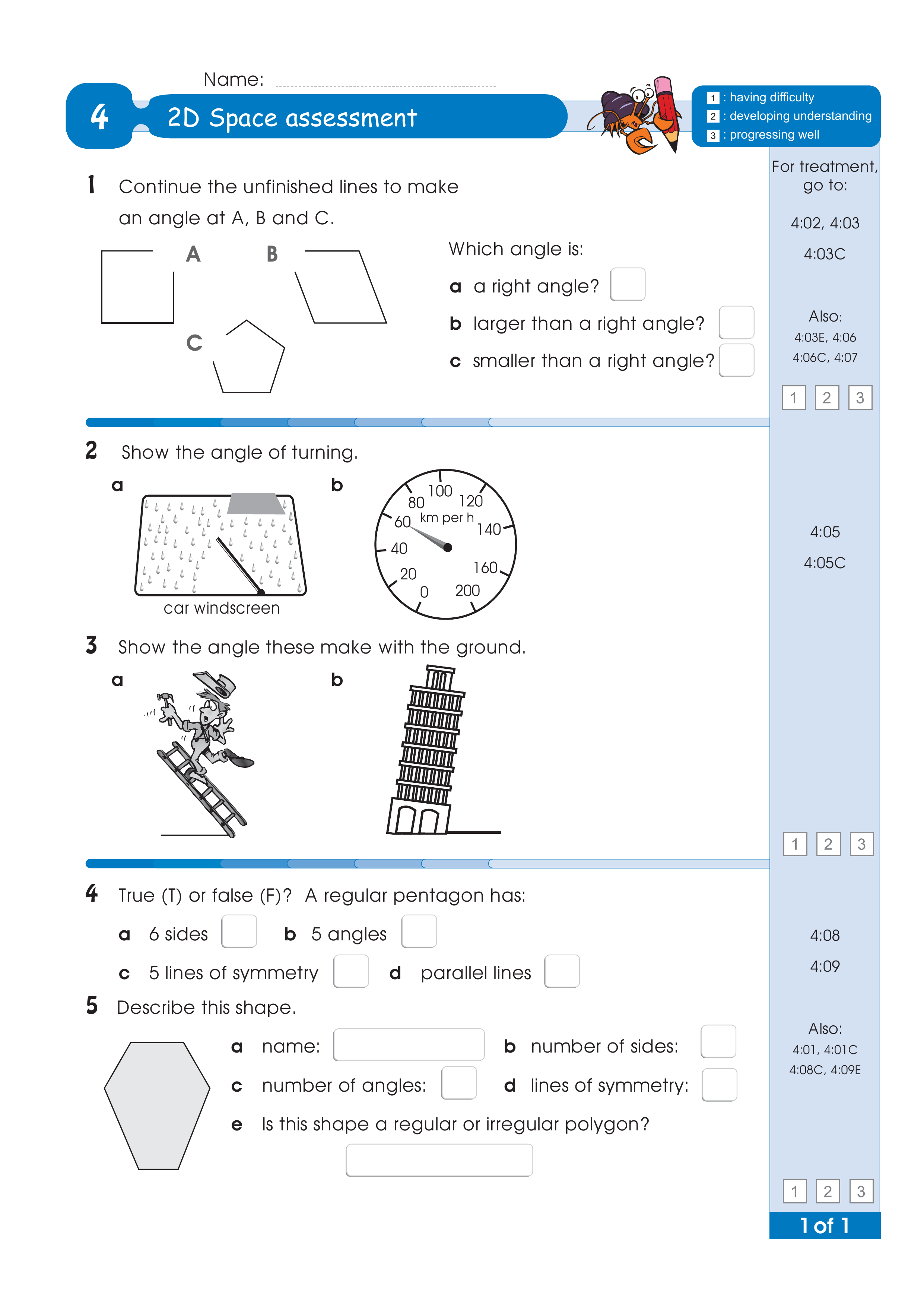 Assessment for the whole of Level 4 — worksheet preview