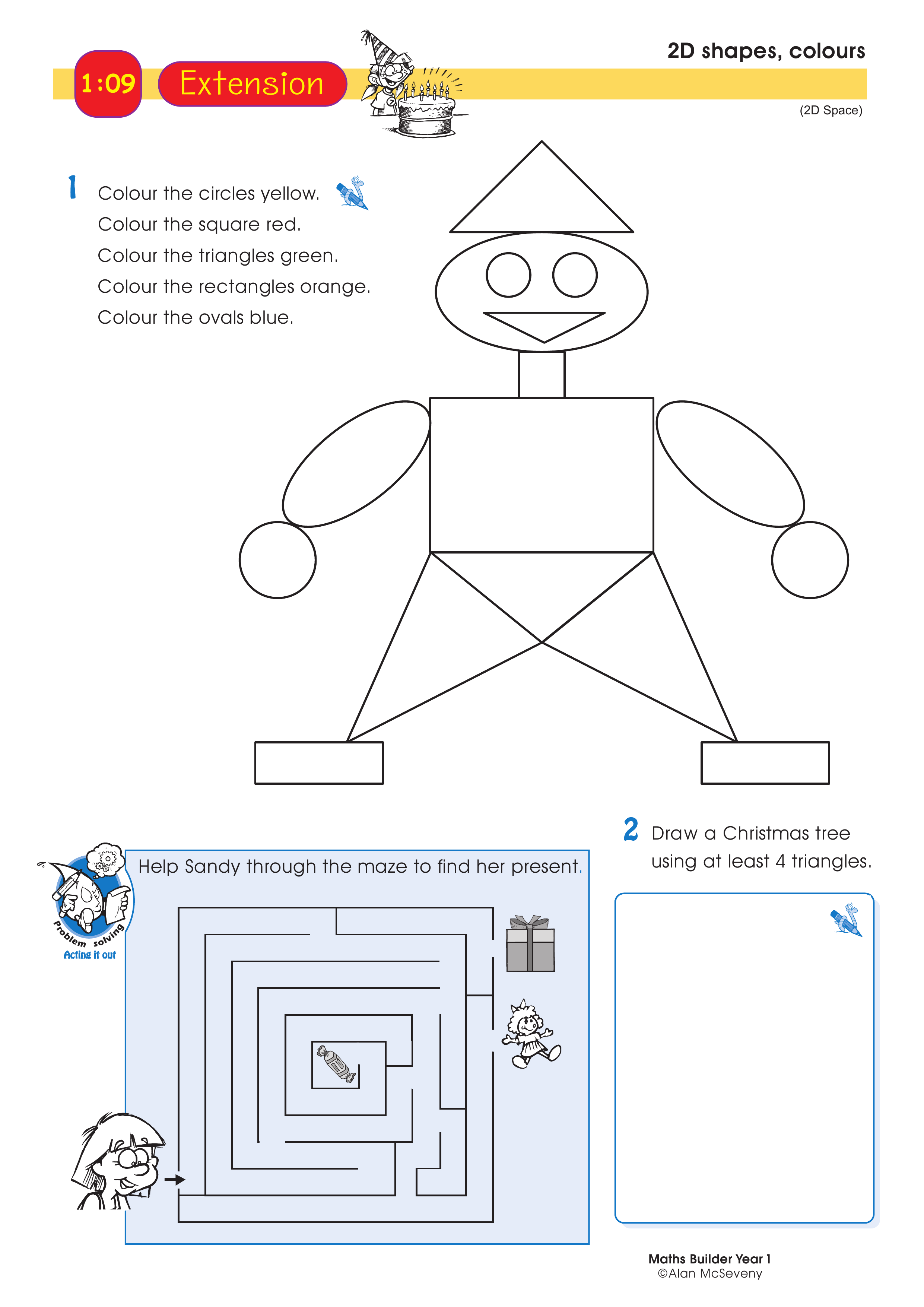 2D shapes, colours — worksheet preview