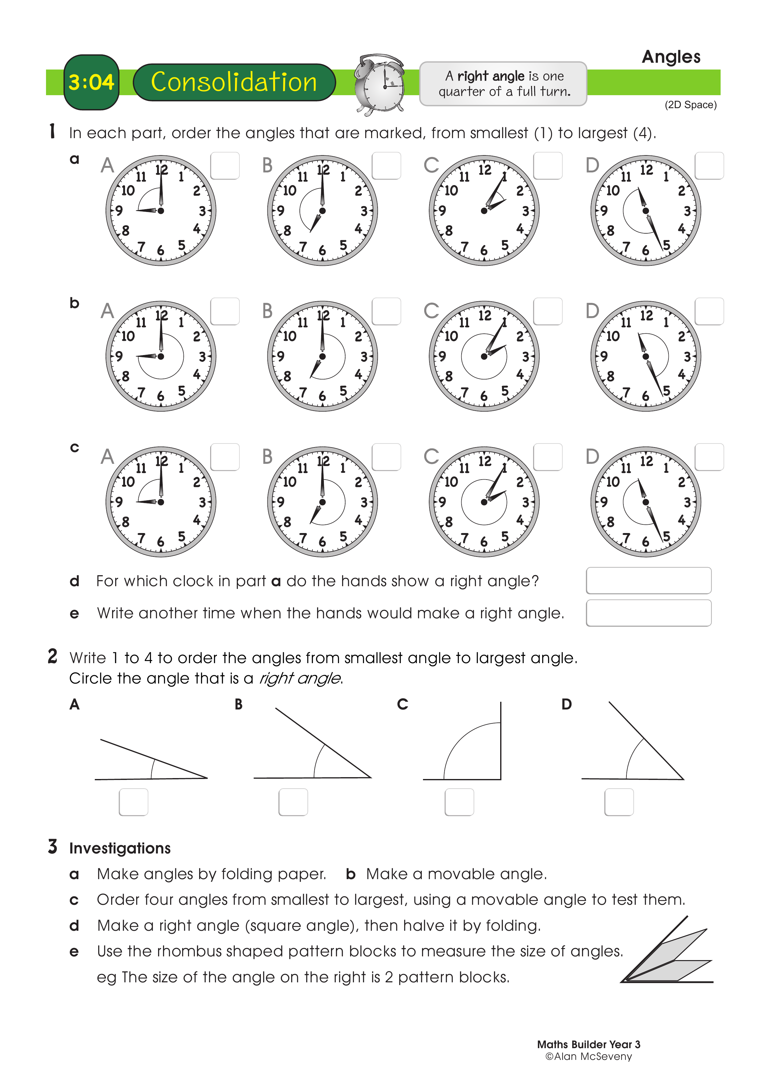 Angles — worksheet preview