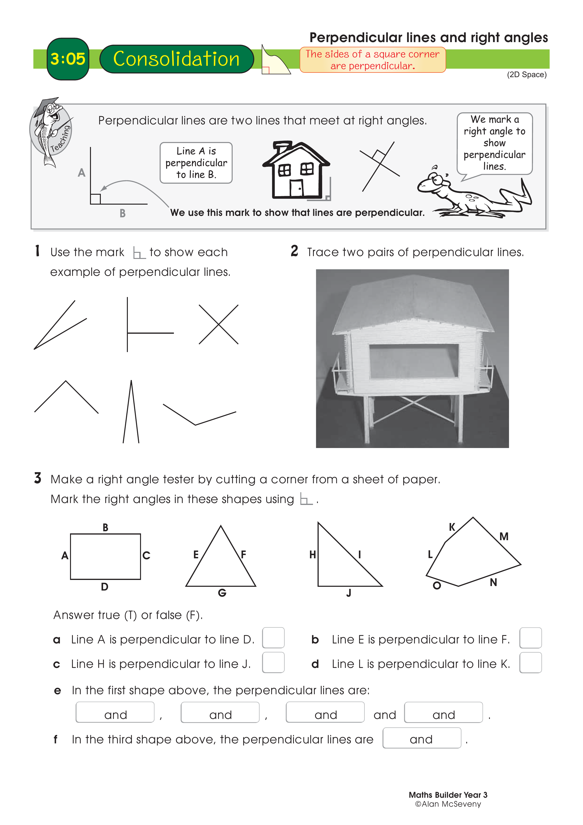 Perpendicular lines and right angles — worksheet preview