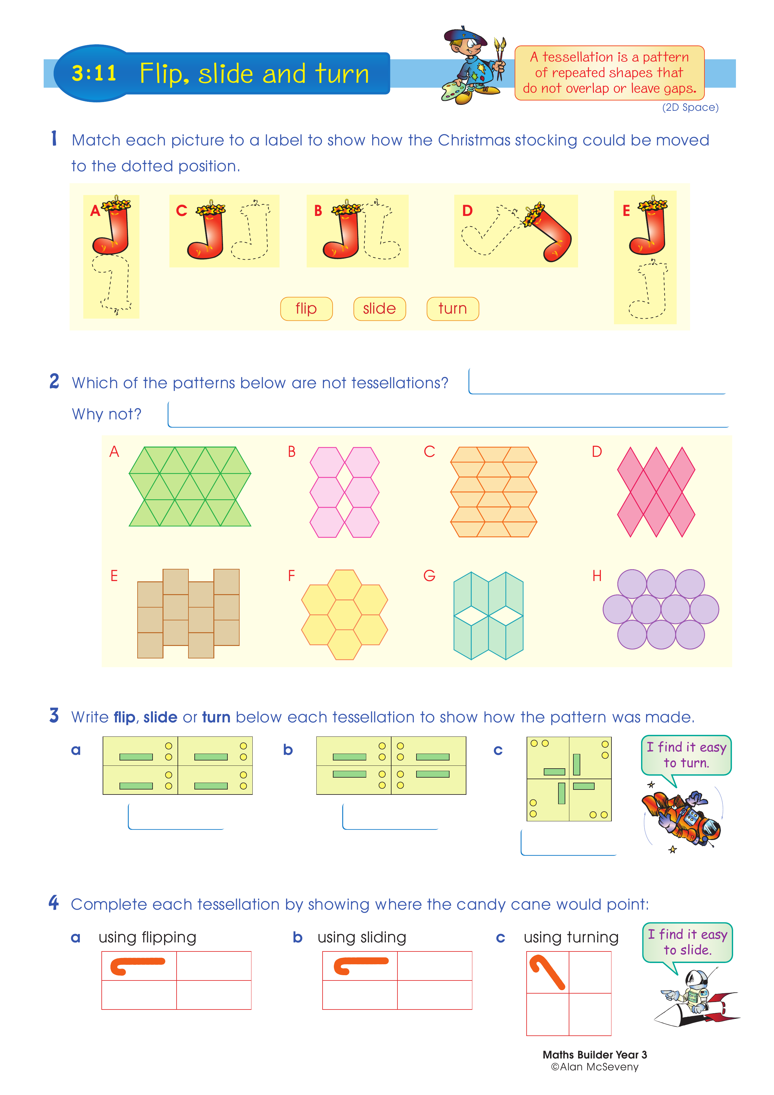 Flip, slide and turn — worksheet preview