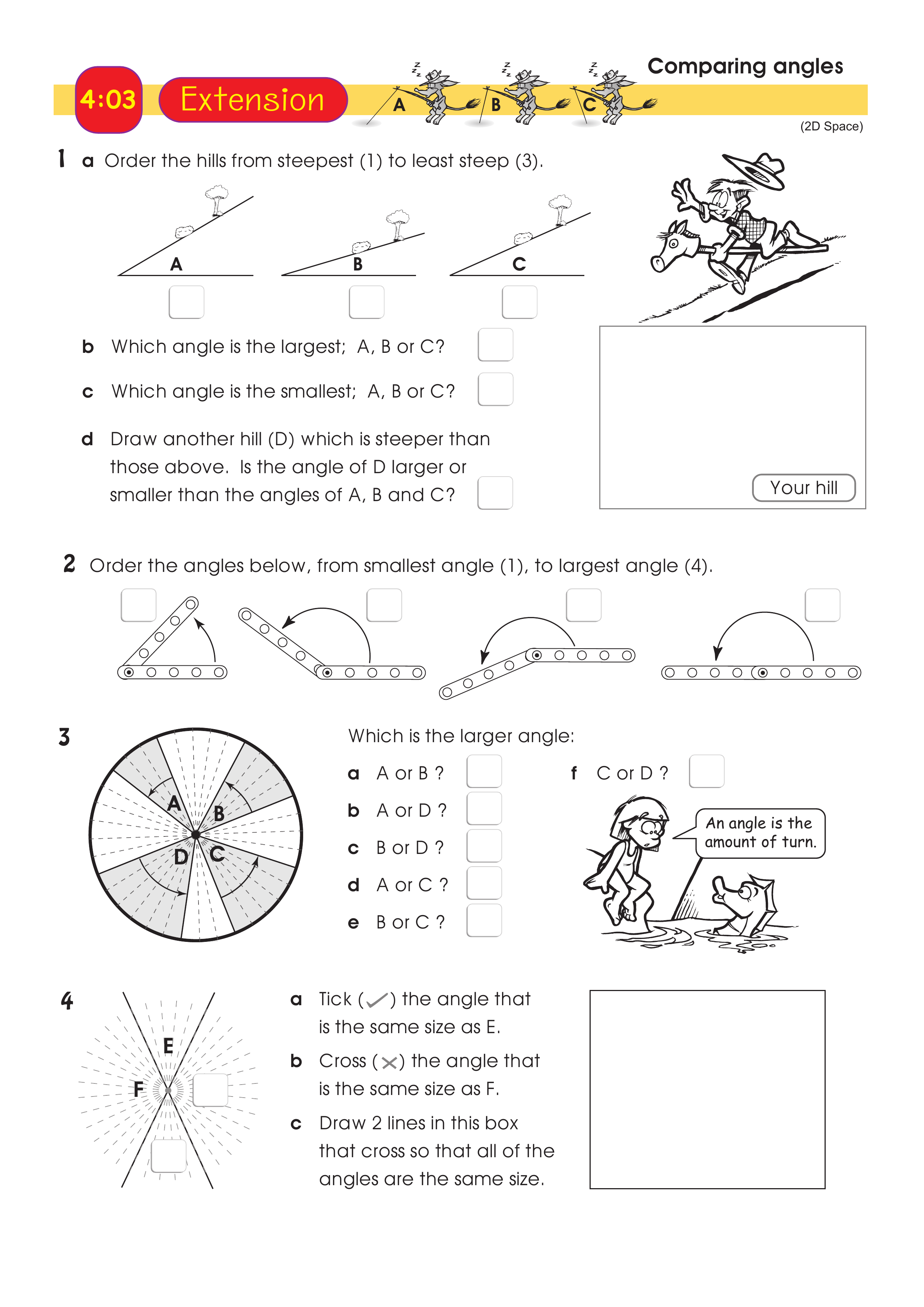 Comparing angles — worksheet preview