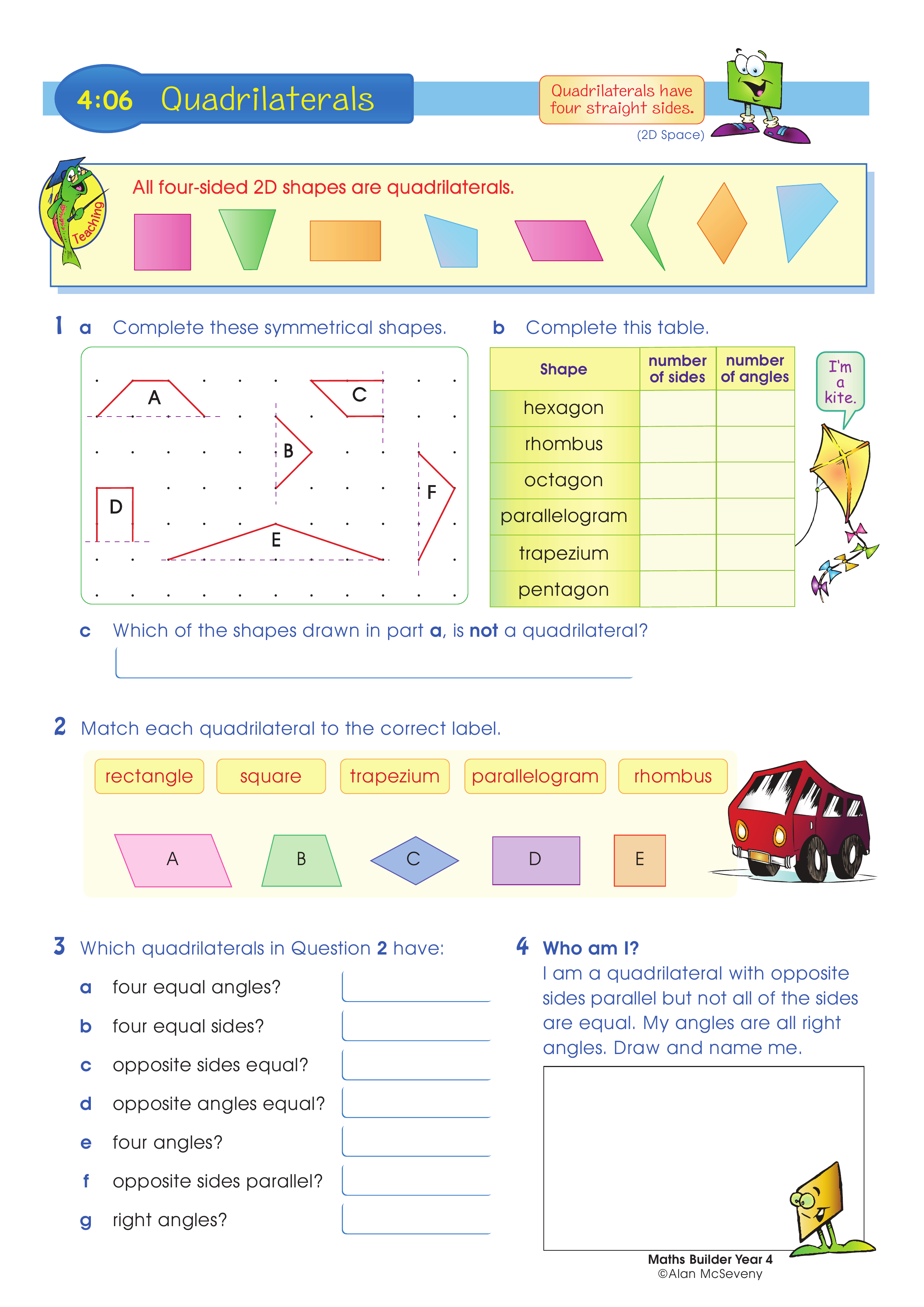Quadrilaterals — worksheet preview