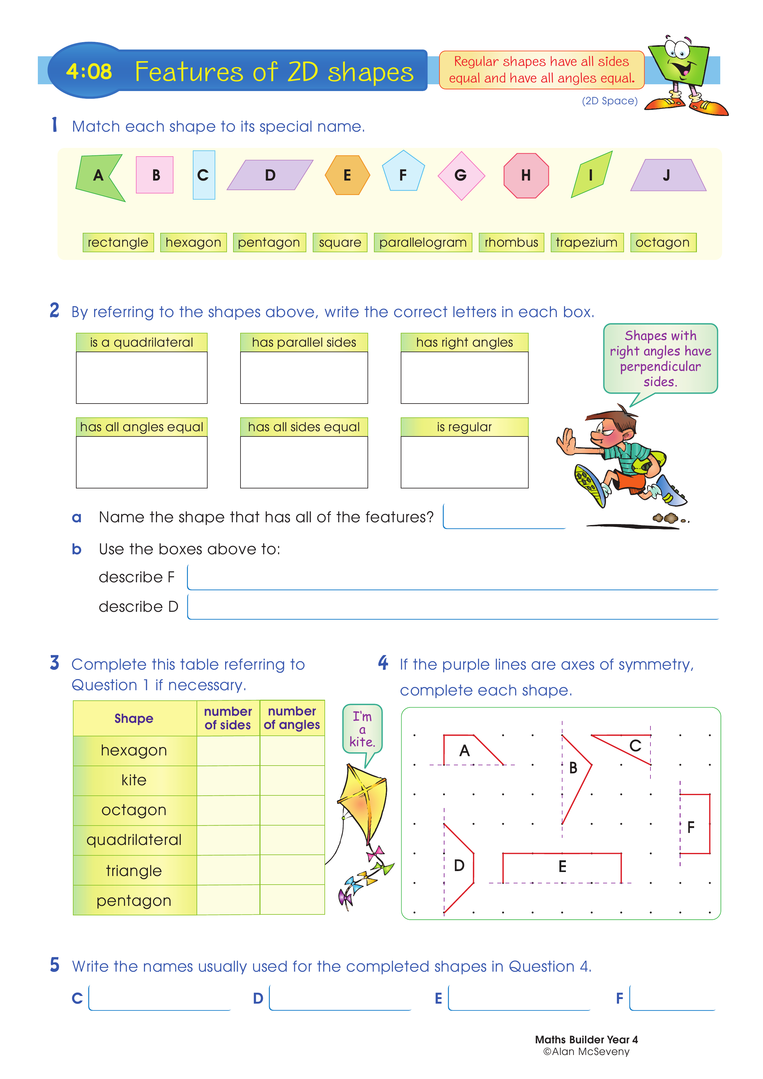 Features of 2D shapes — worksheet preview