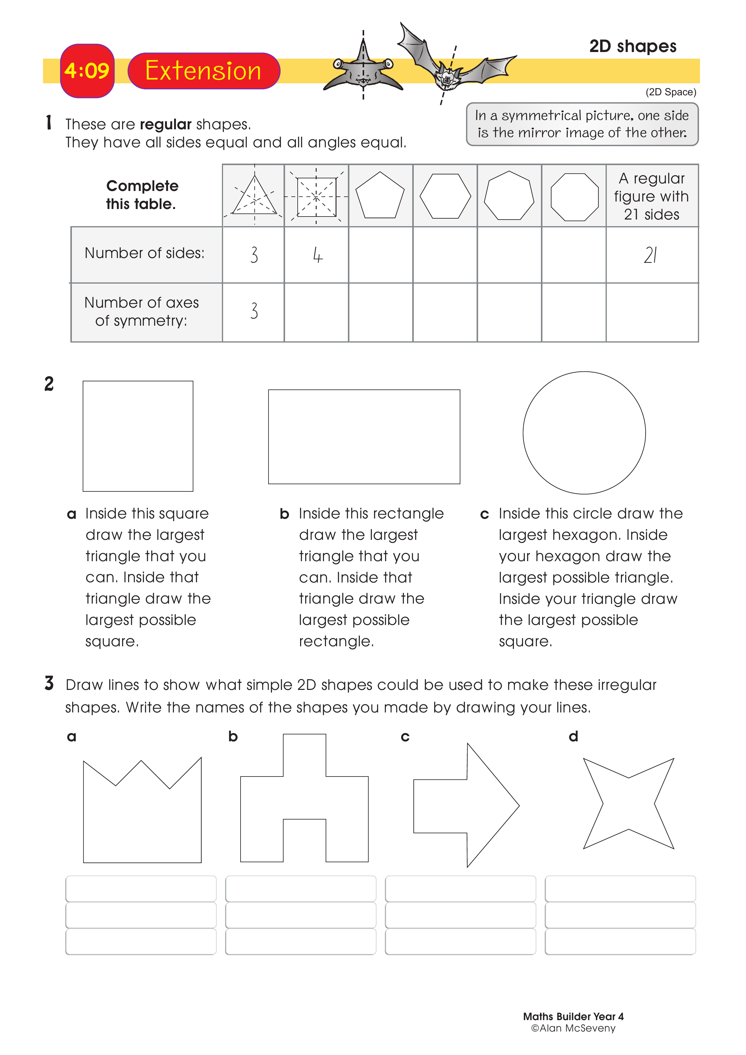 2D shapes — worksheet preview