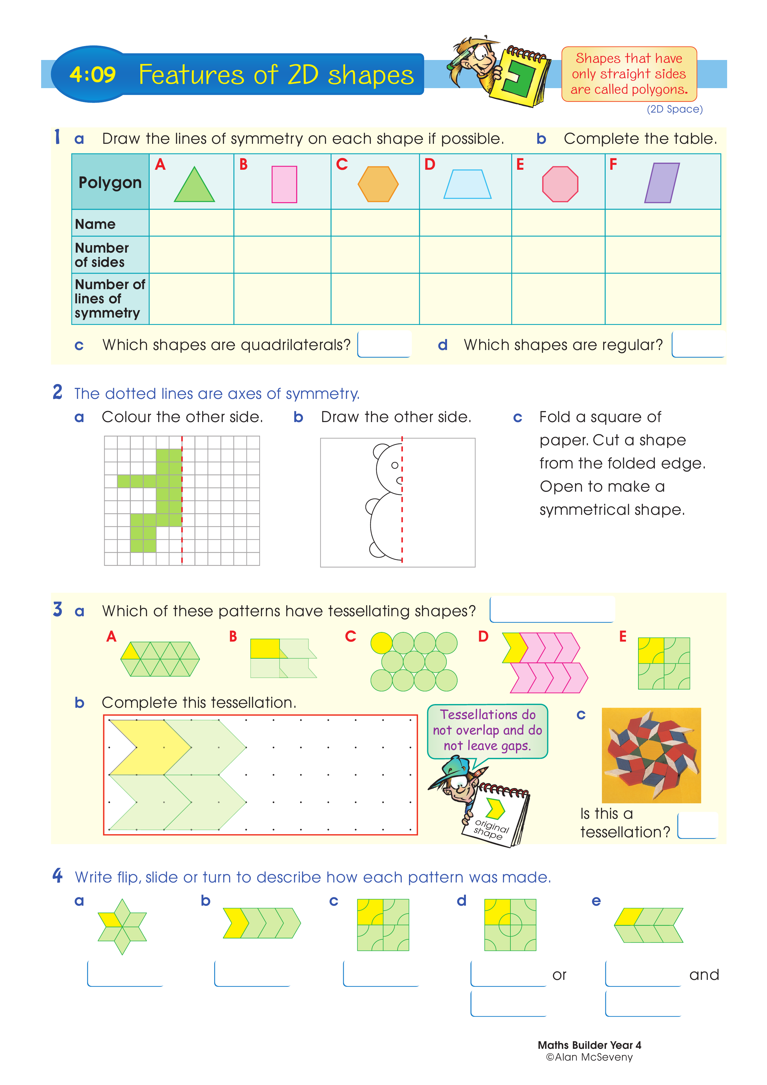Features of 2D shapes — worksheet preview