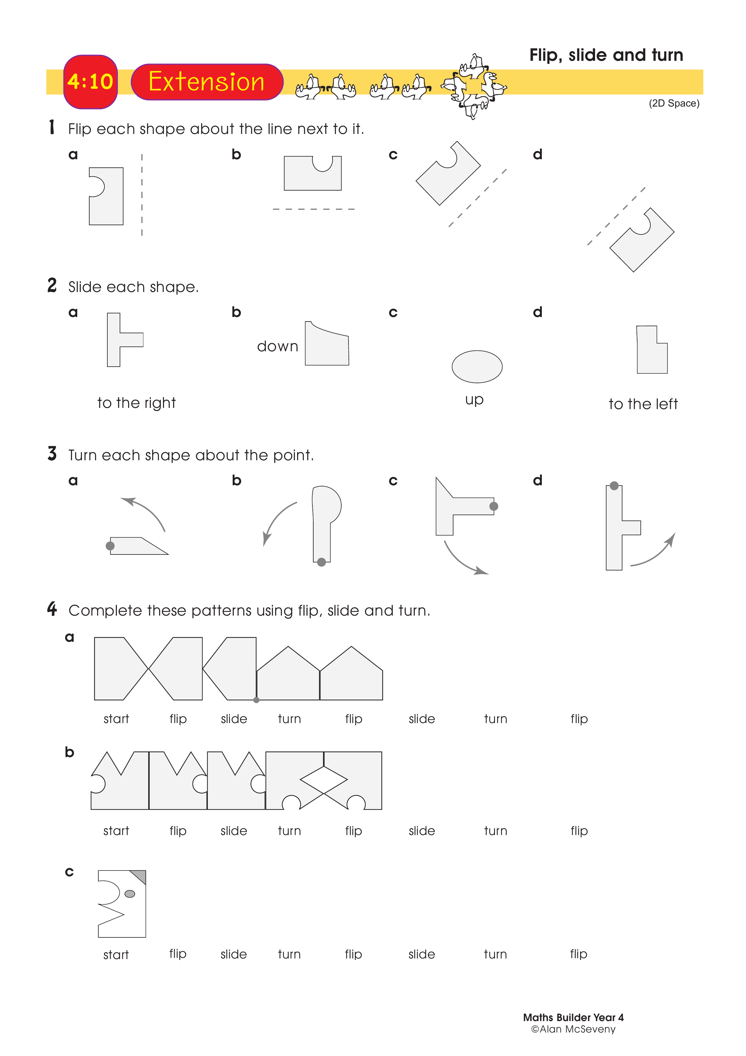 Flip, slide and turn — worksheet preview
