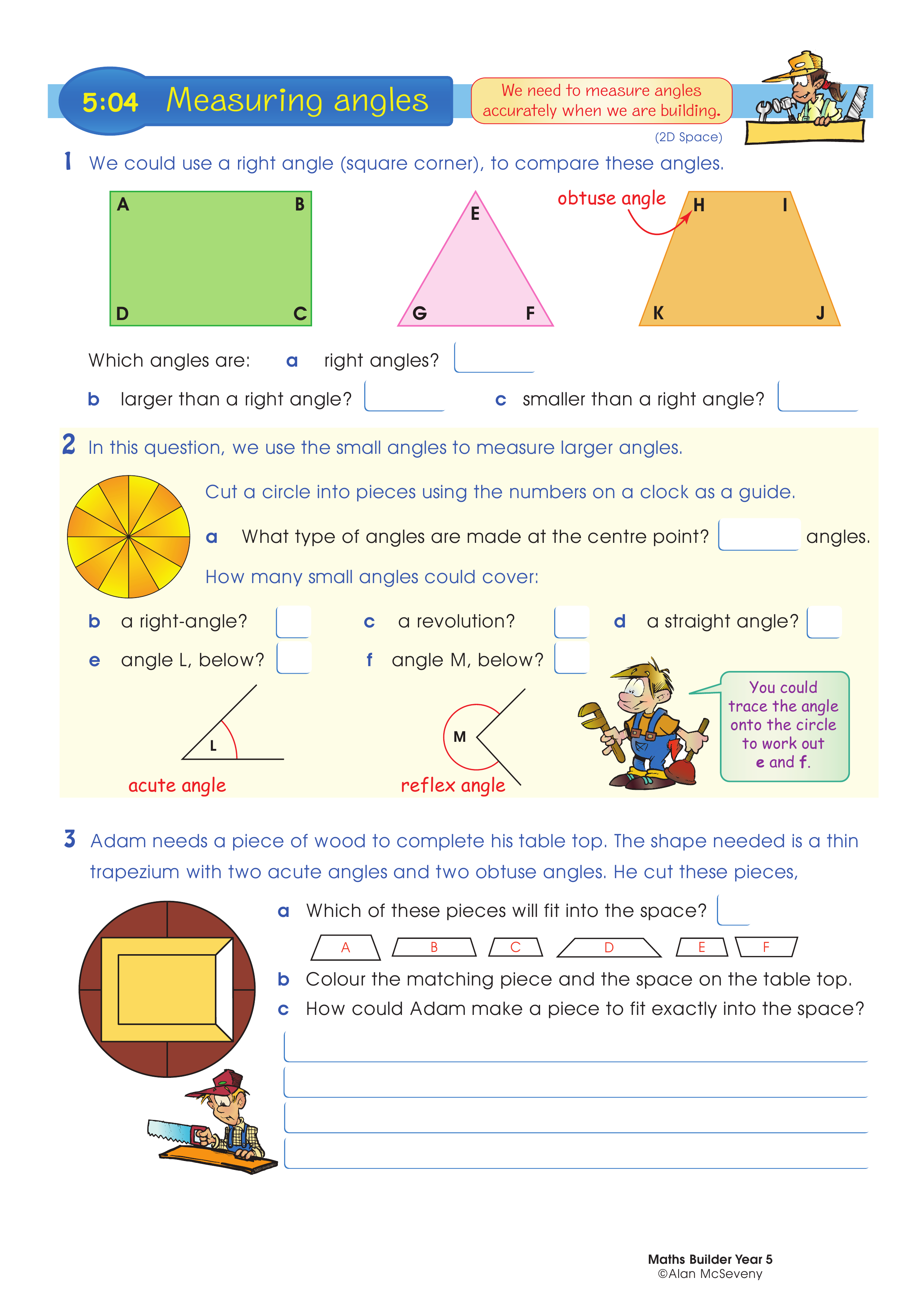 Measuring angles — worksheet preview