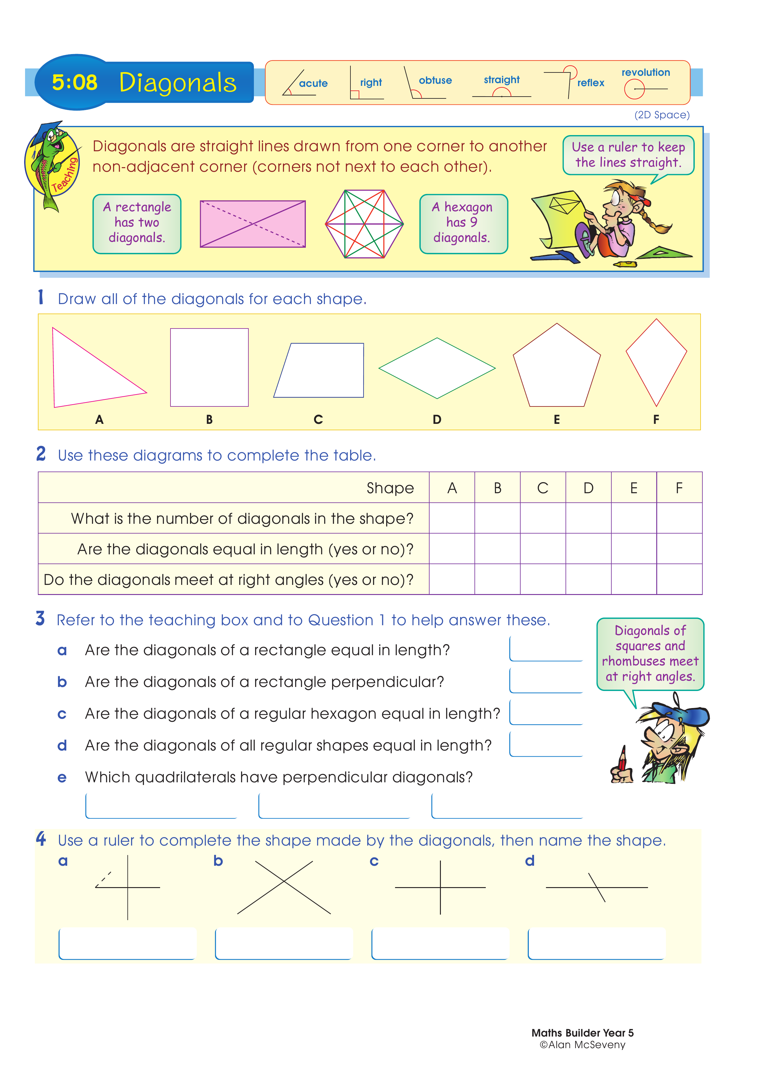 Diagonals — worksheet preview