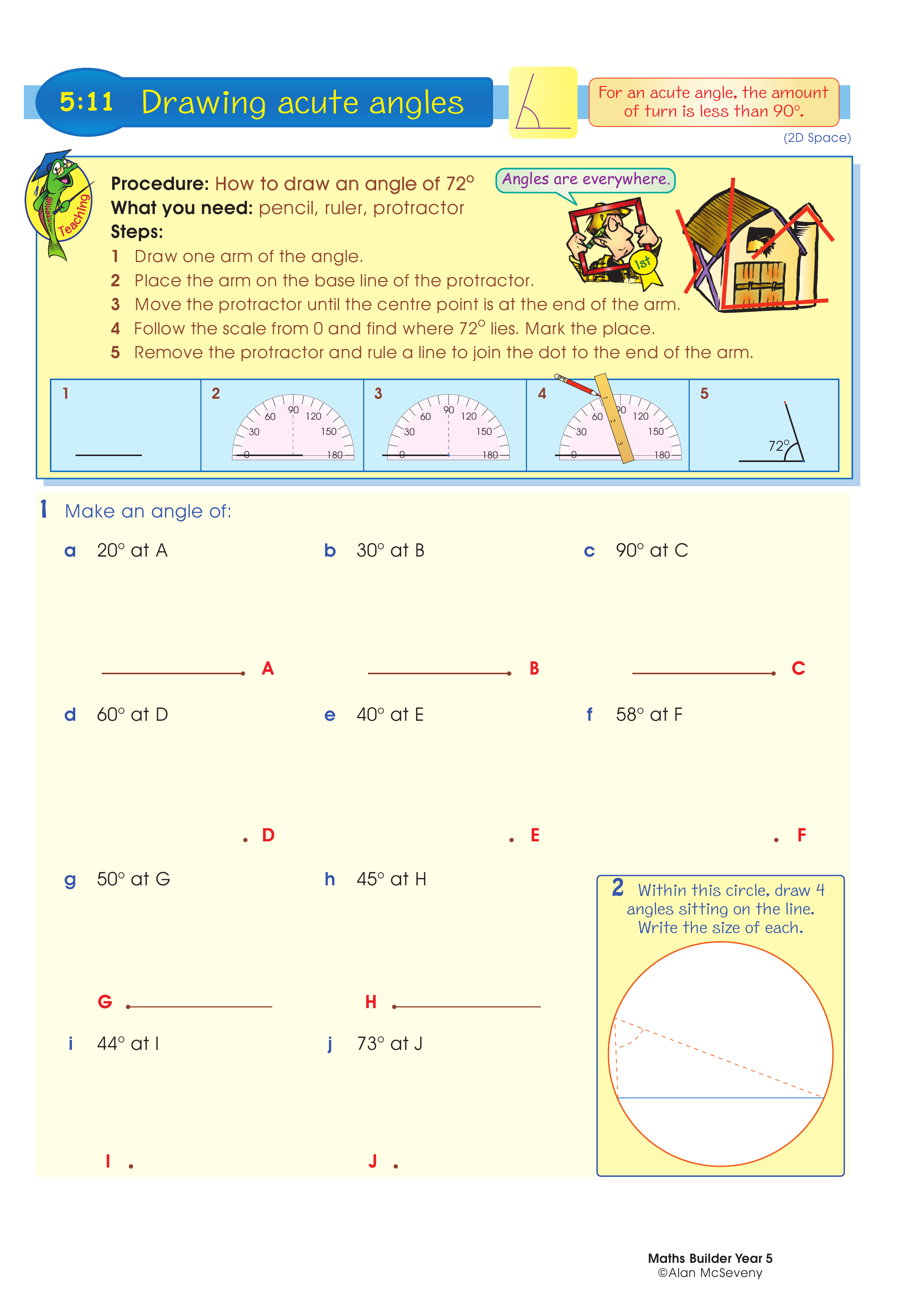 Drawing acute angles — worksheet preview