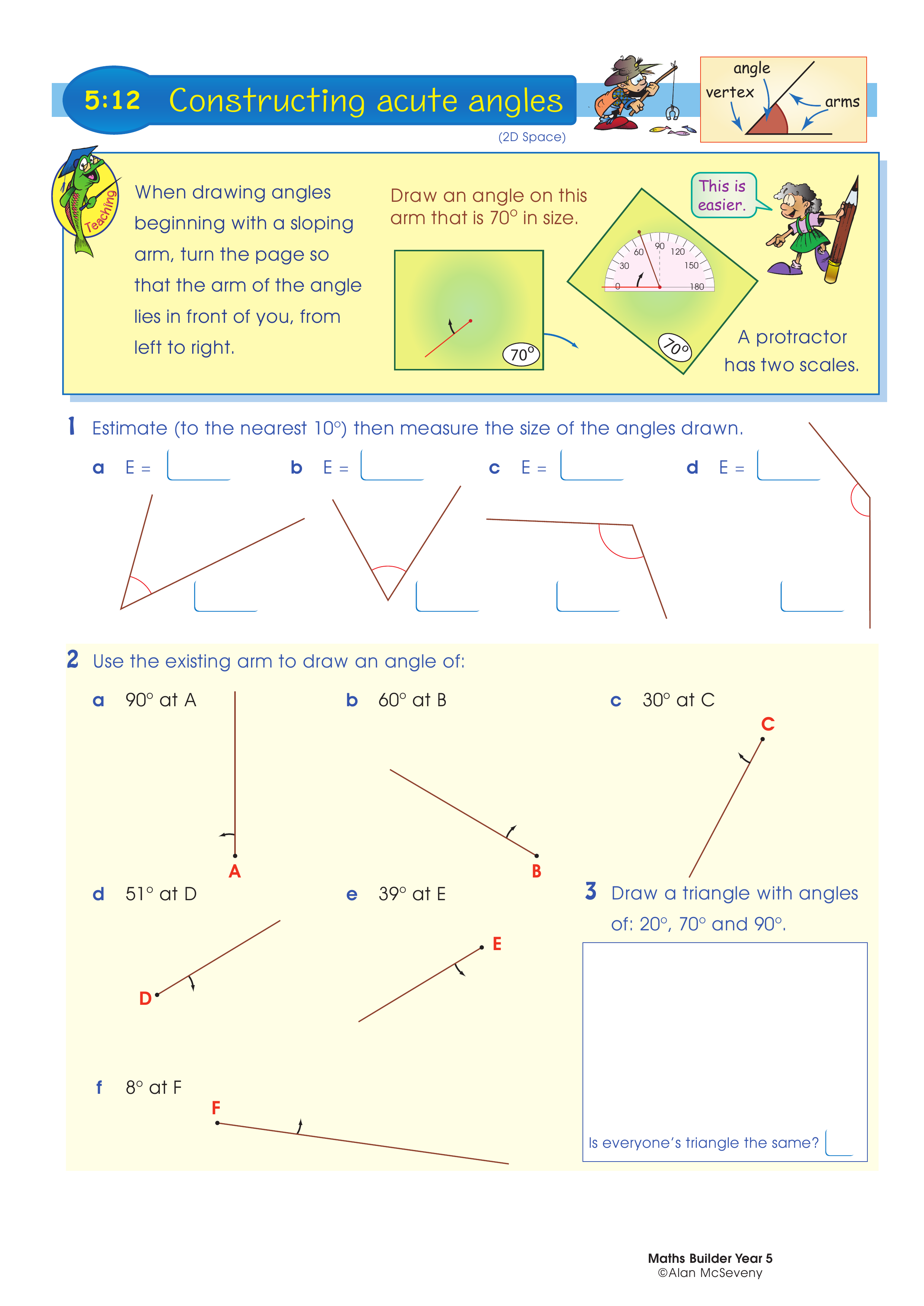 Constructing acute angles — worksheet preview