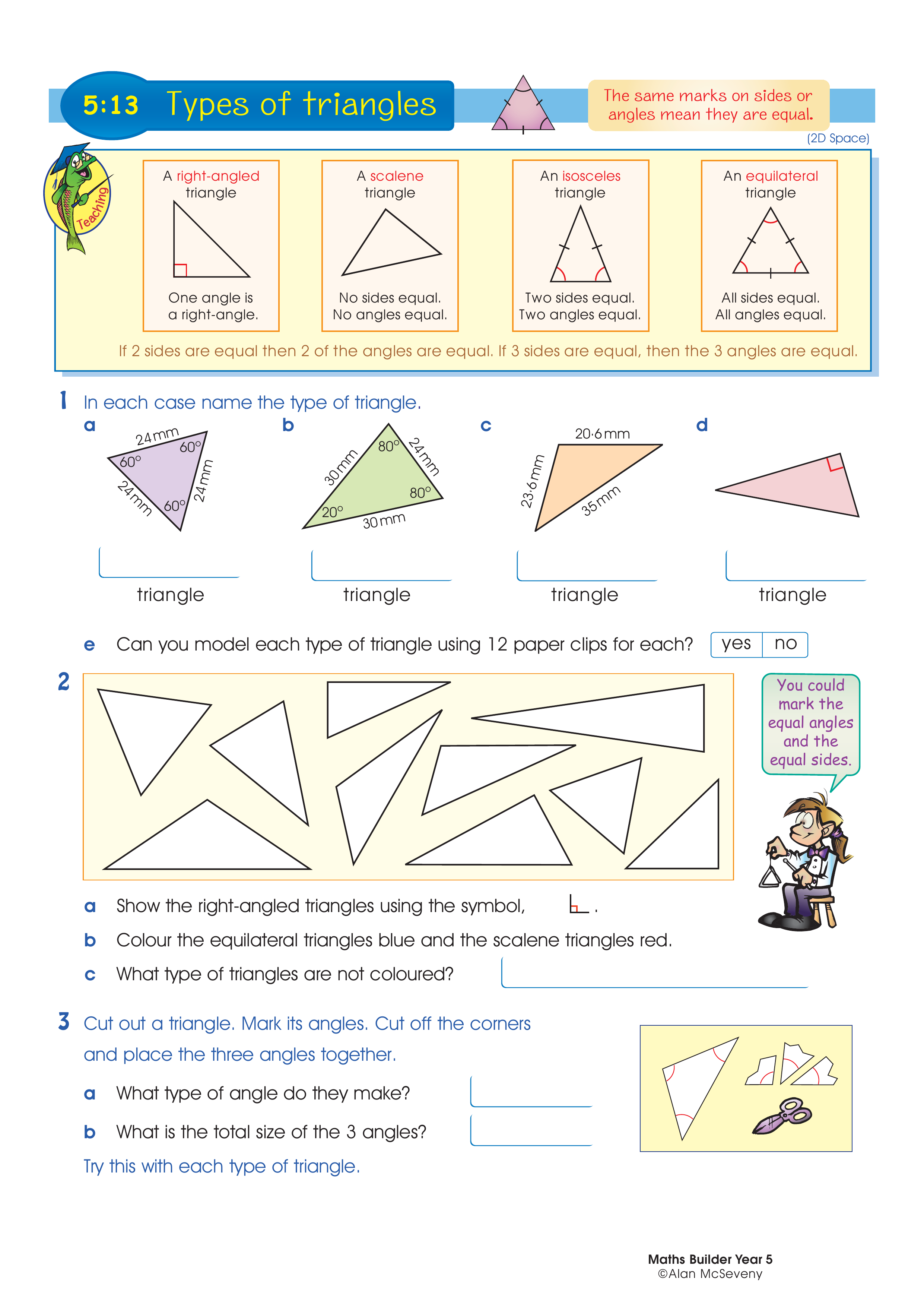 Types of triangles — worksheet preview