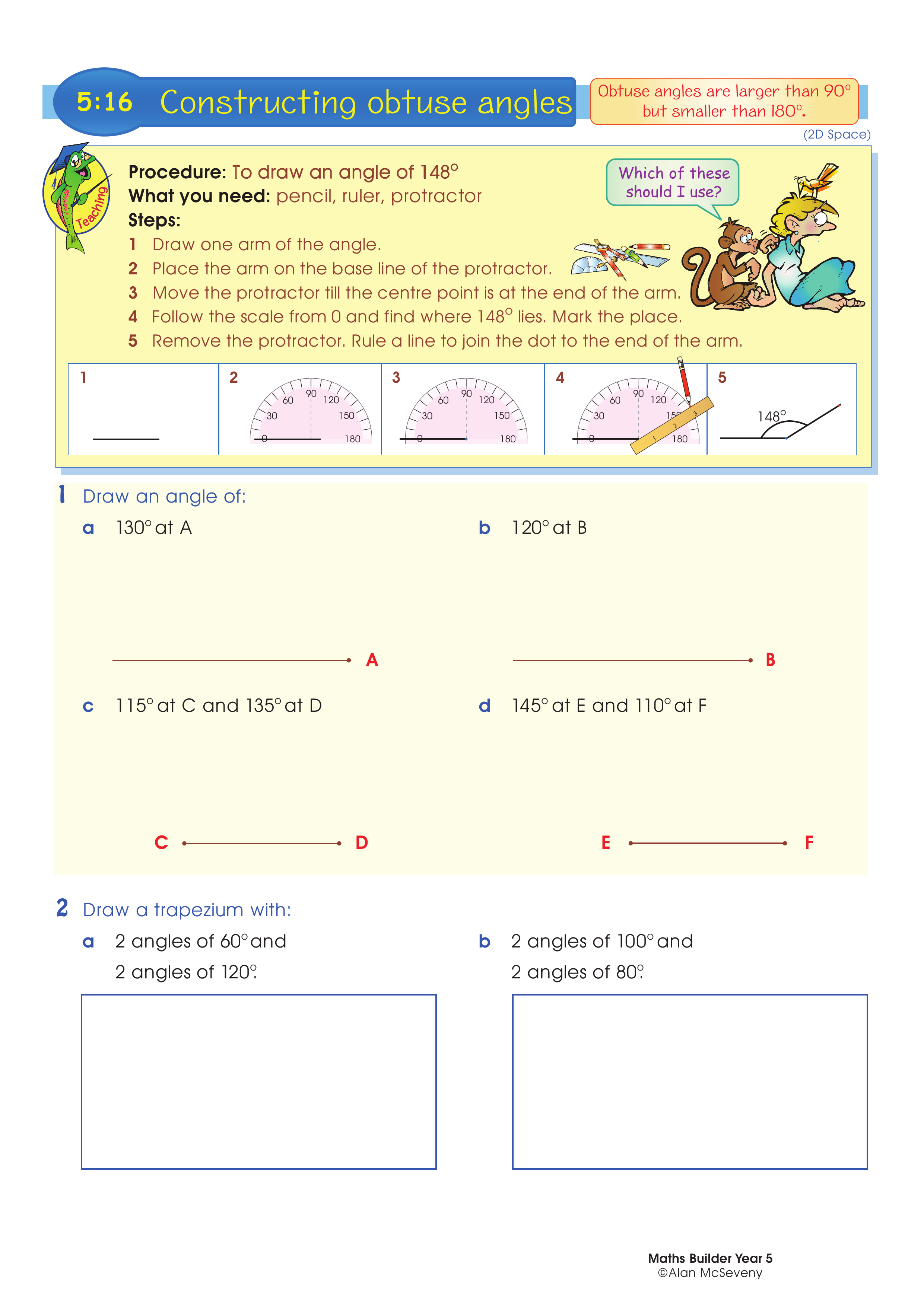 Constructing obtuse angles — worksheet preview