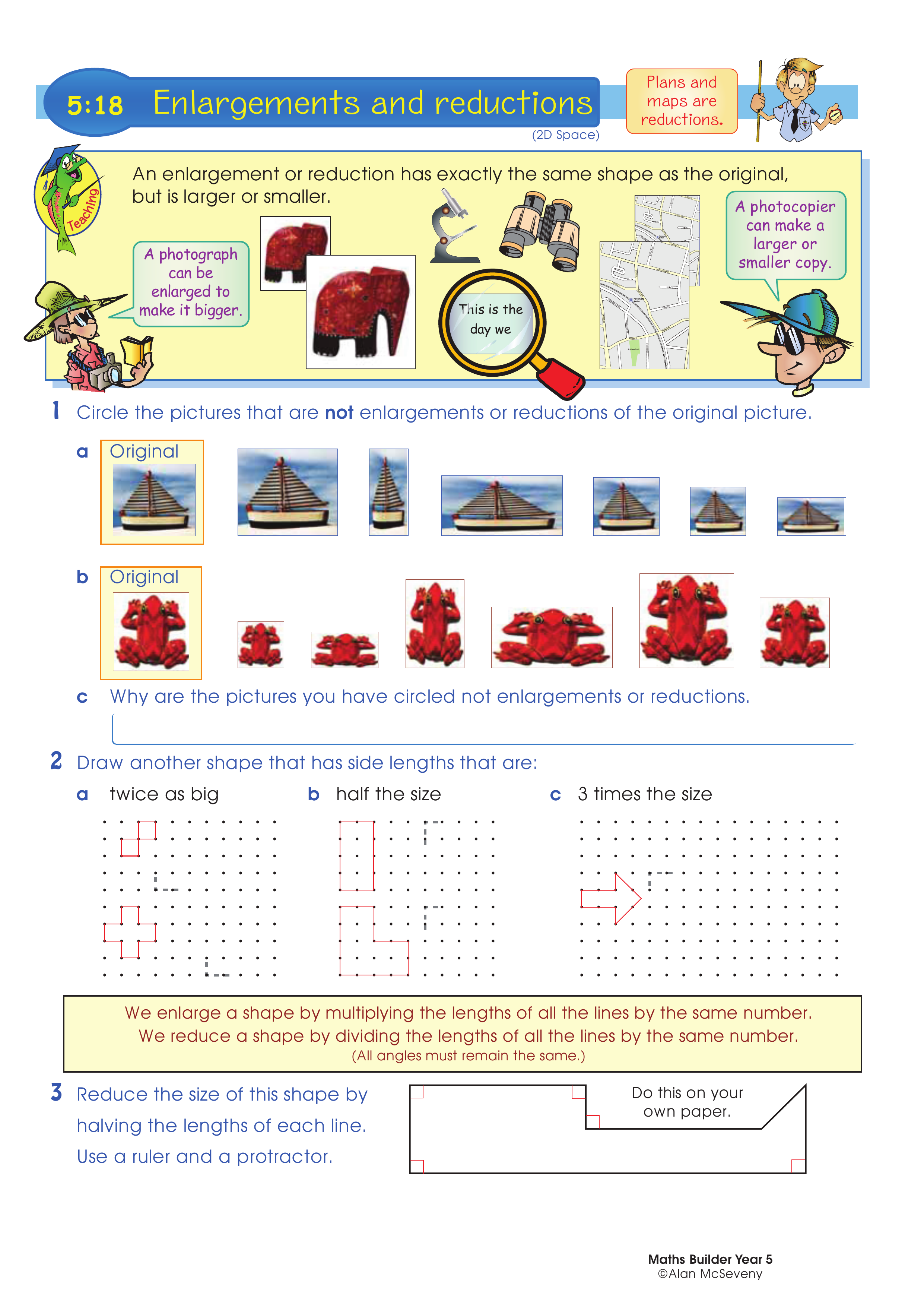 Enlargements and reductions — worksheet preview