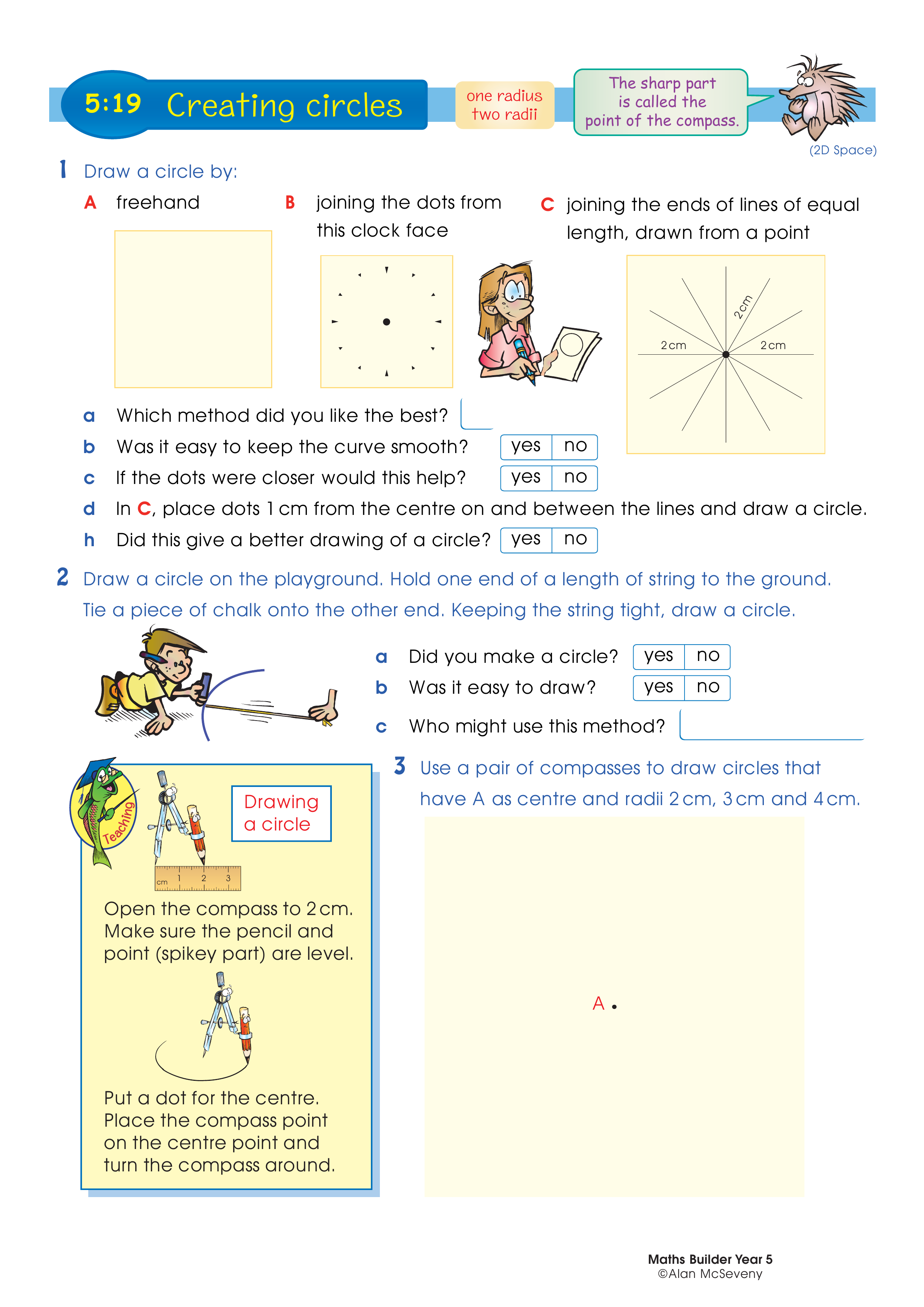 Creating circles — worksheet preview