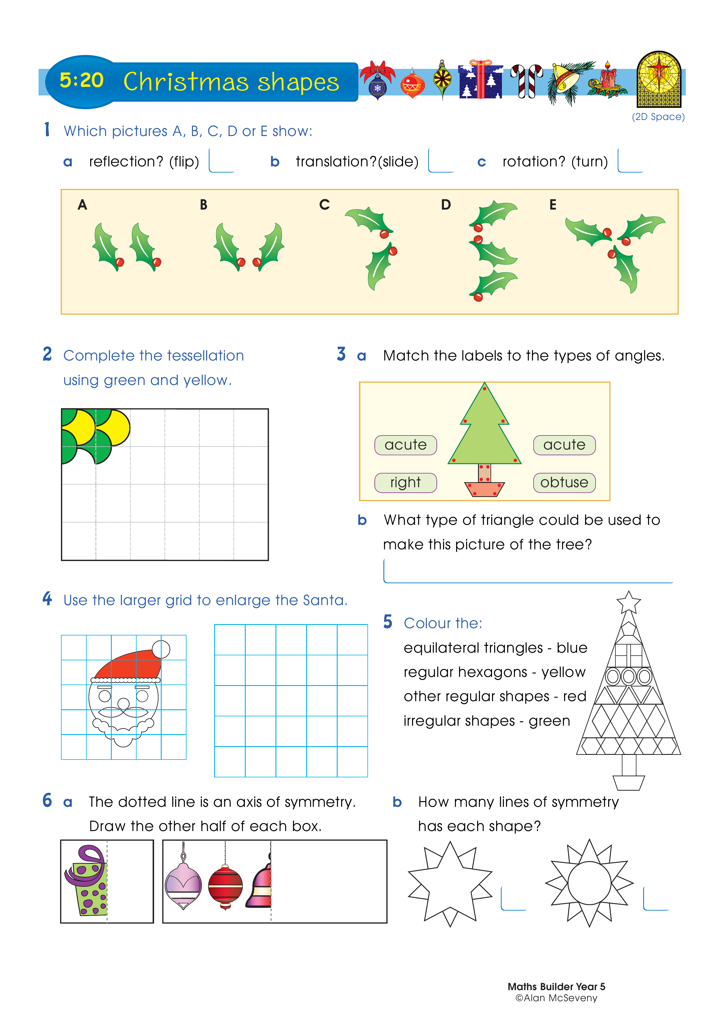 Christmas shapes — worksheet preview